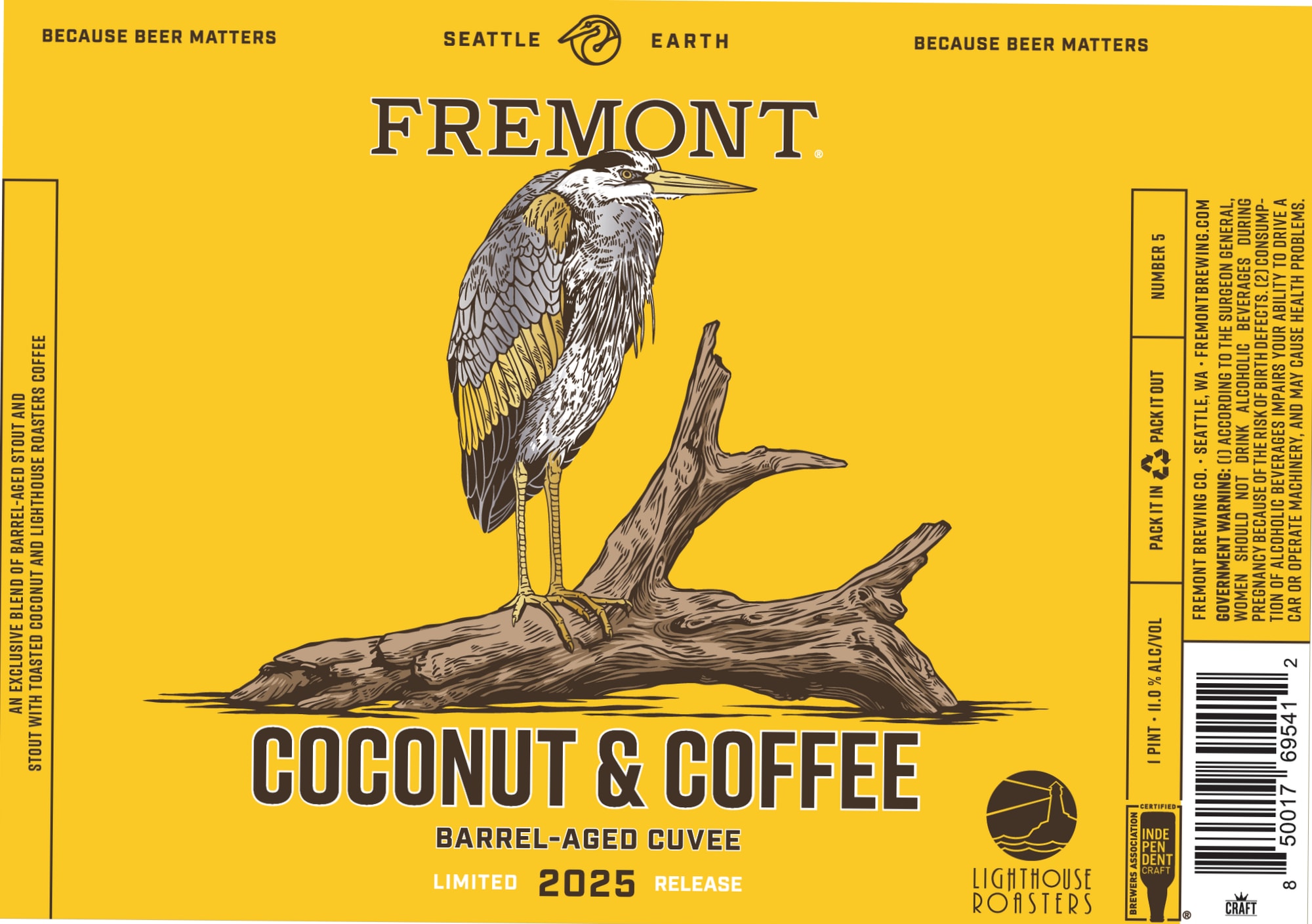 Number 5 Coconut & Coffee by Fremont Brewing - beer label