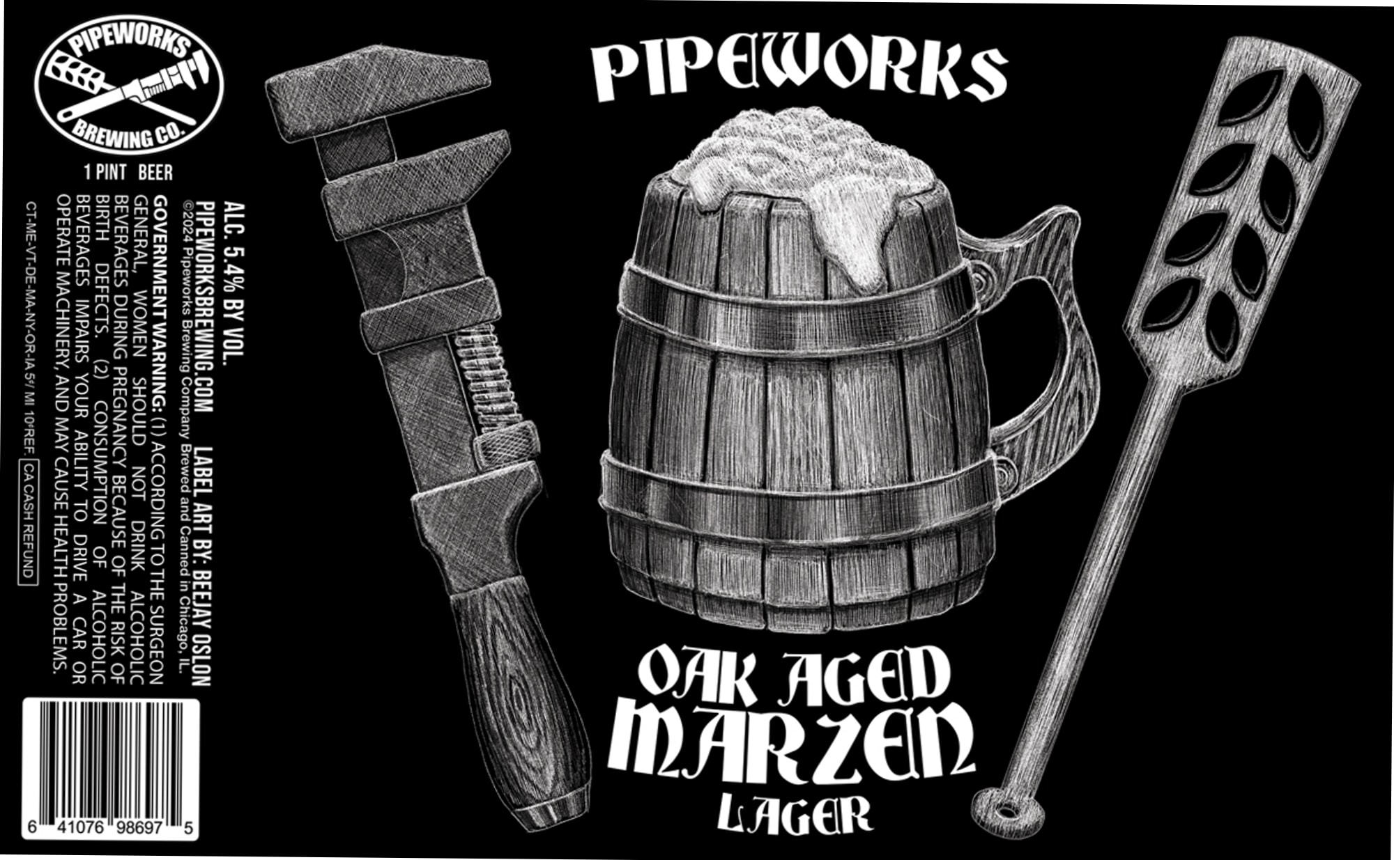 Oak Aged Marzen Lager by Pipeworks Brewing Co. - beer label