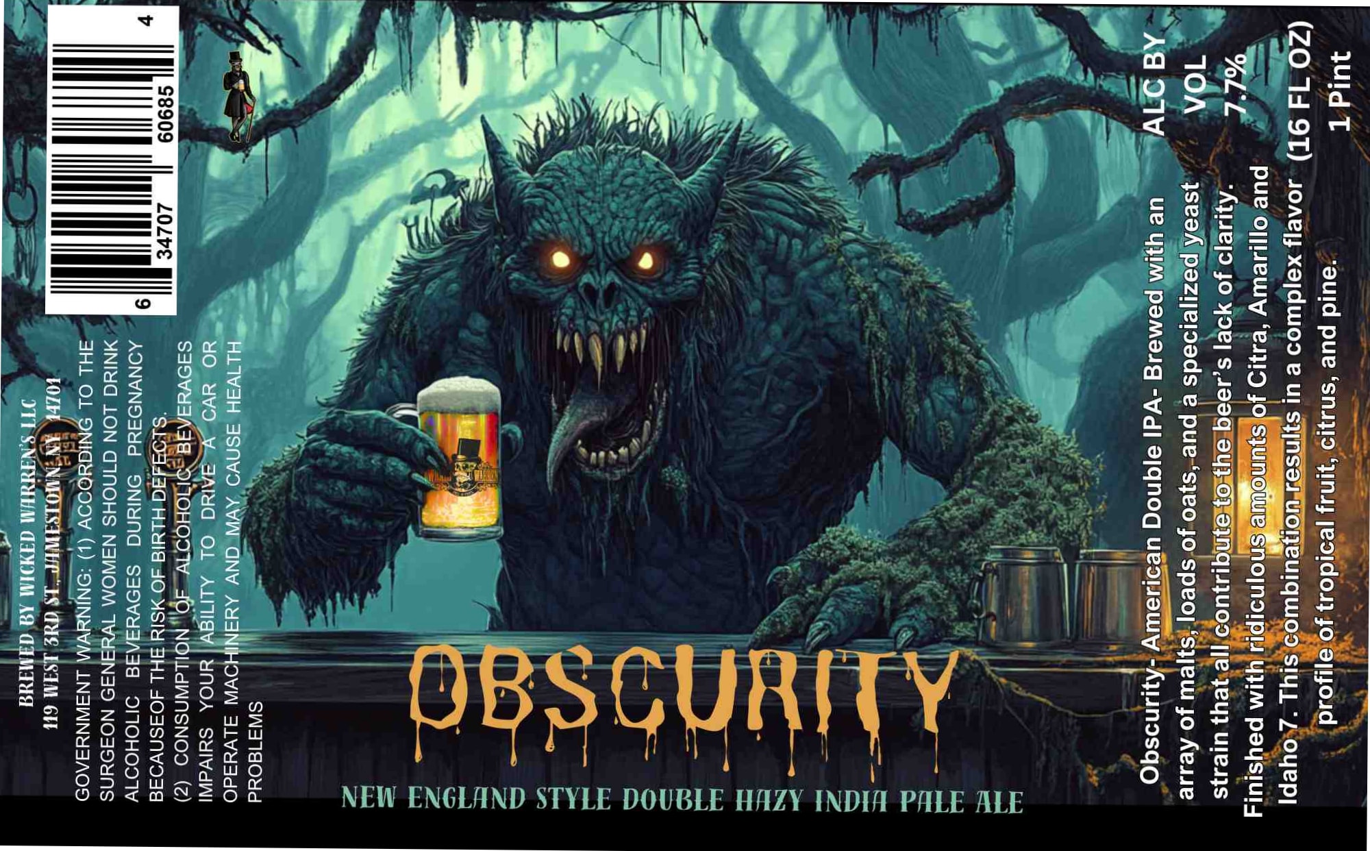 Obscurity by Wicked Warrens - beer label