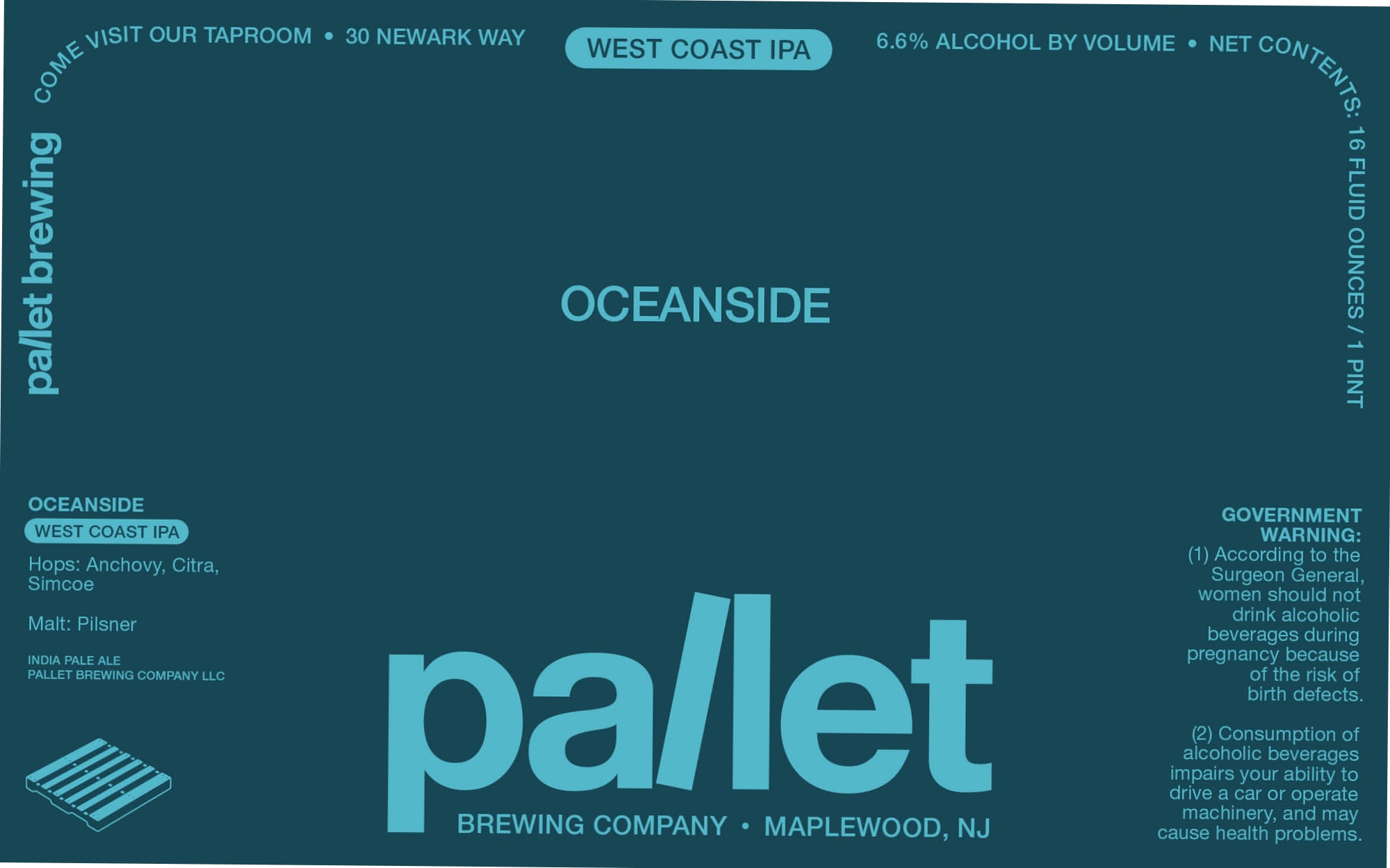 Oceanside by Pallet Brewing Company - beer label