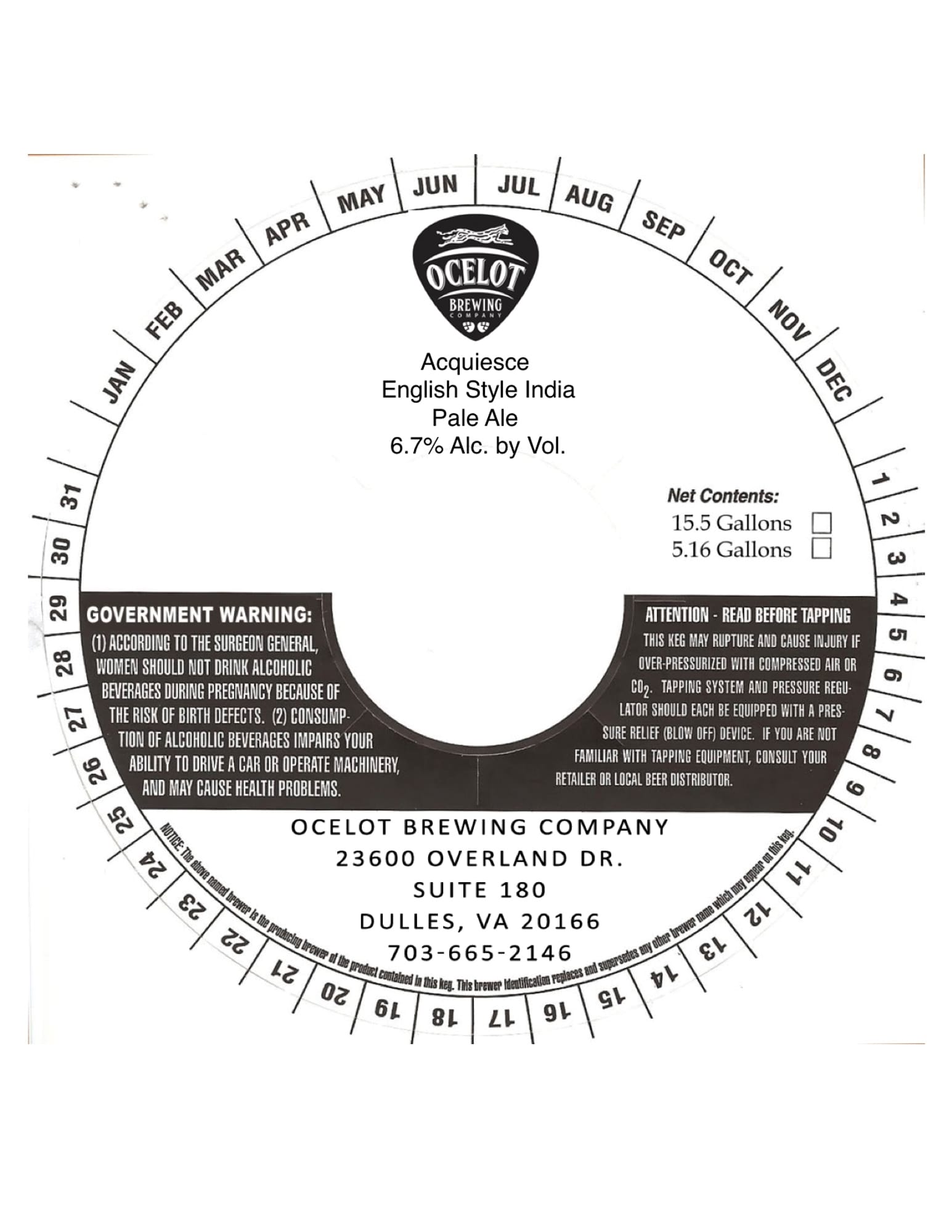 Acquiesce by Ocelot Brewing Company - beer label