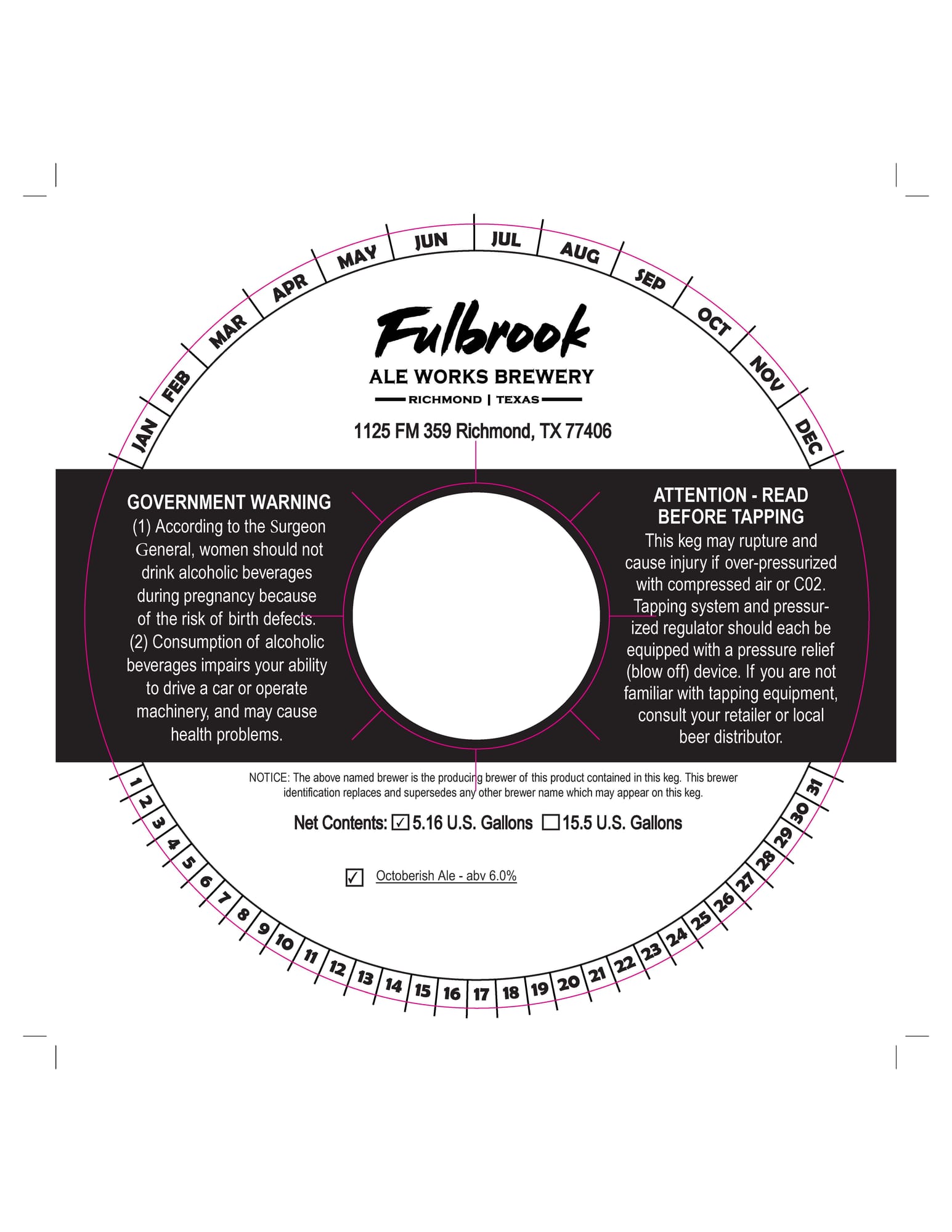 Octoberfest Ale by Fullbrook Ale Works Brewery - beer label