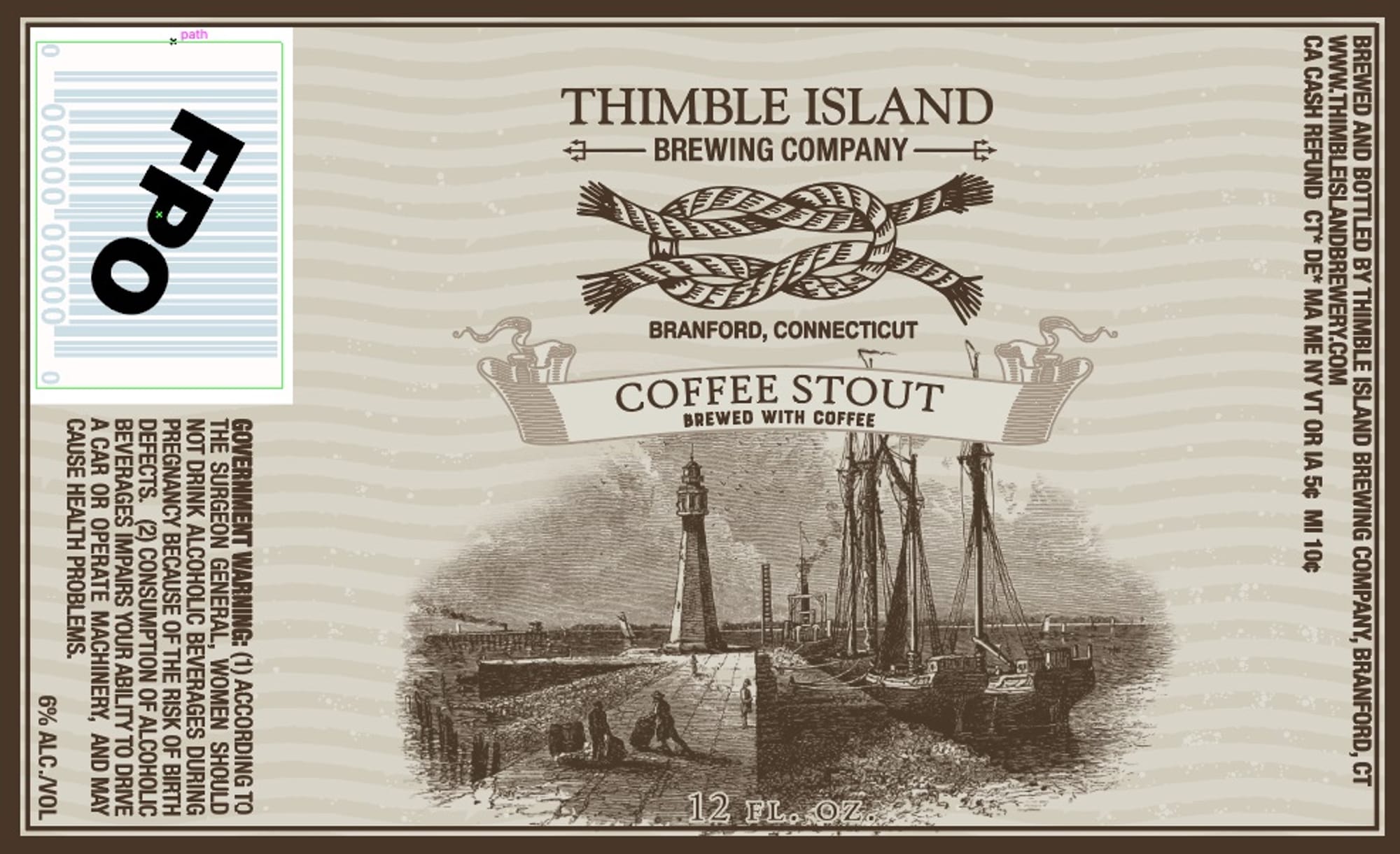 Oda Coffee Stout by Thimble Island Brewing Company - beer label