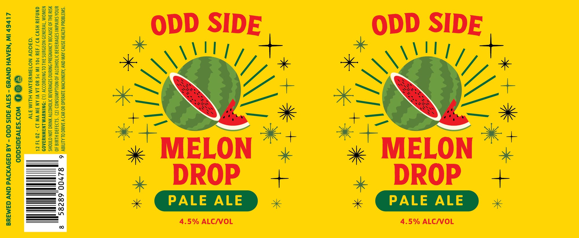 Melon Drop by Odd Side Ales - beer label