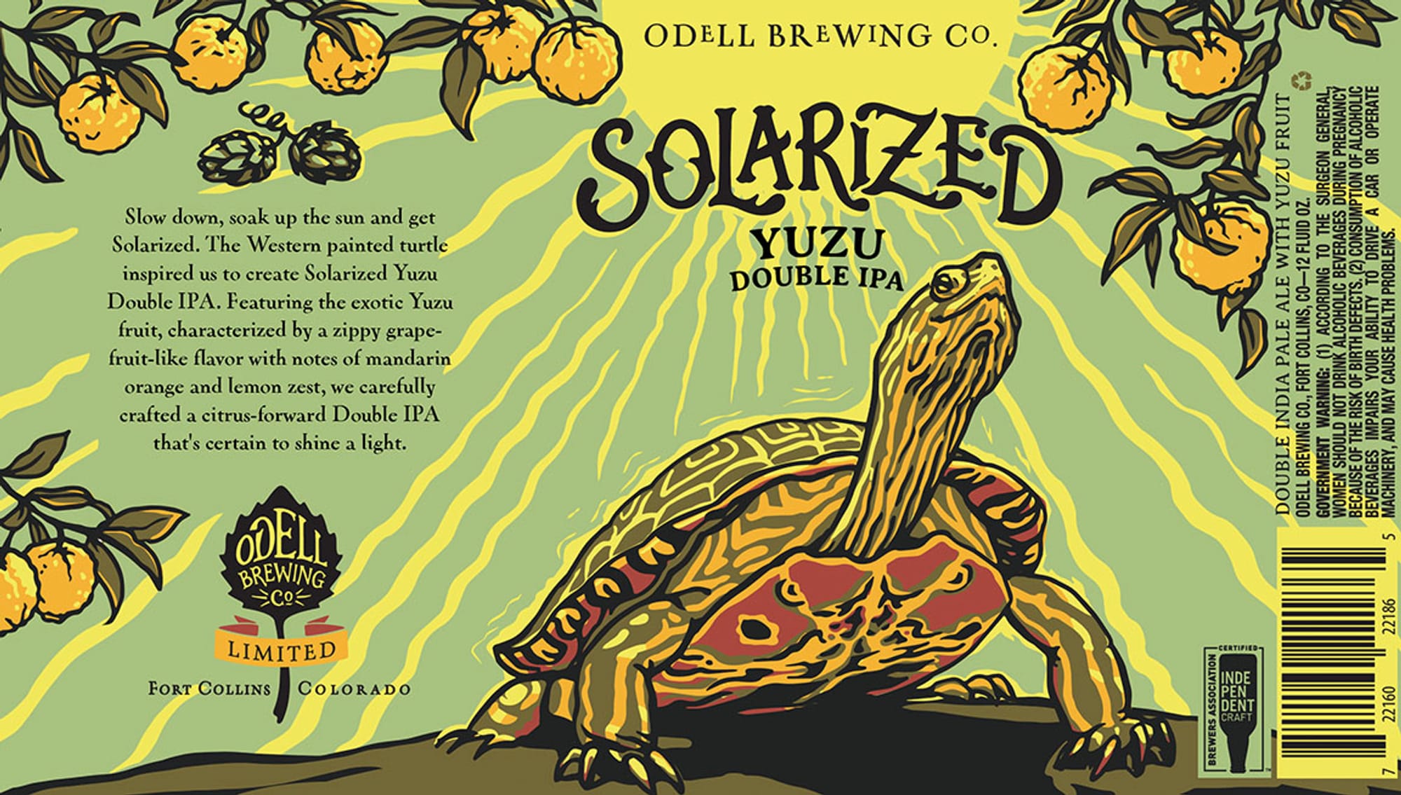 Solarized Yuzu Double IPA by Odell Brewing Co. - beer label