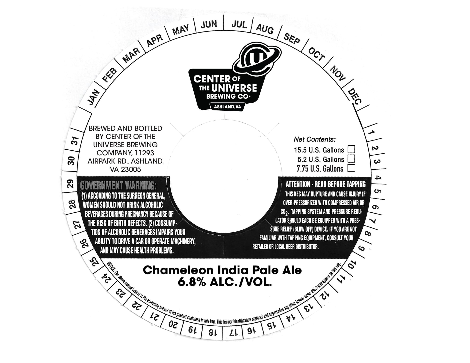 Chameleon India Pale Ale by Center of the Universe Brewing Co. - beer label