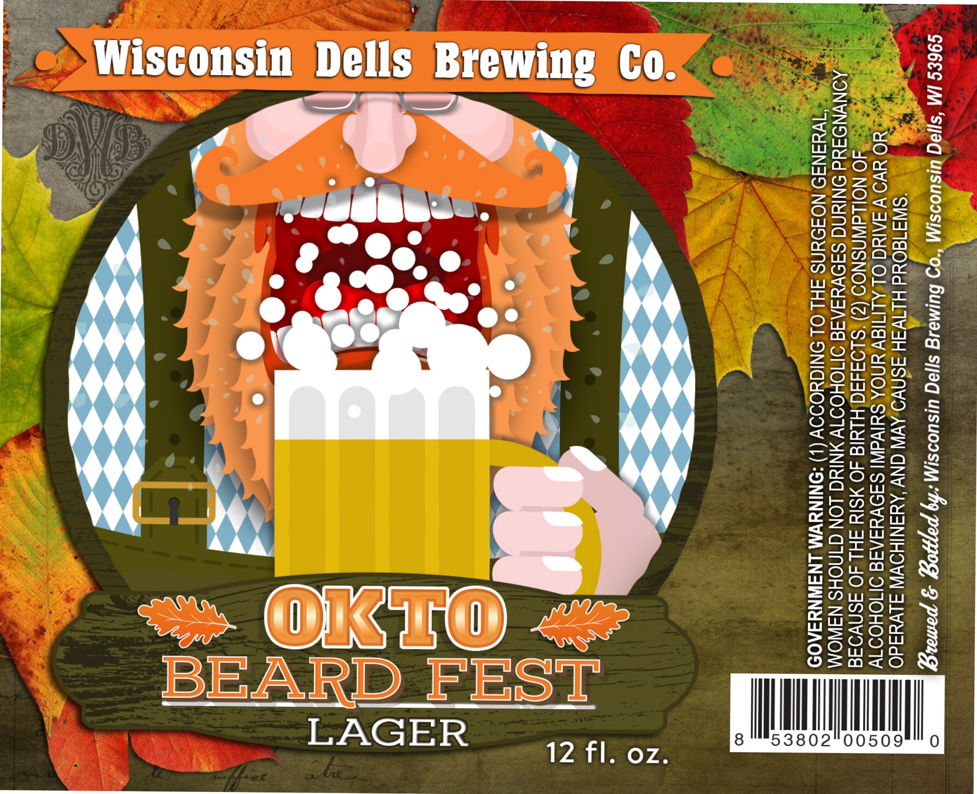 Okto Beard Fest Lager by Wisconsin Dells Brewing Co. - beer label