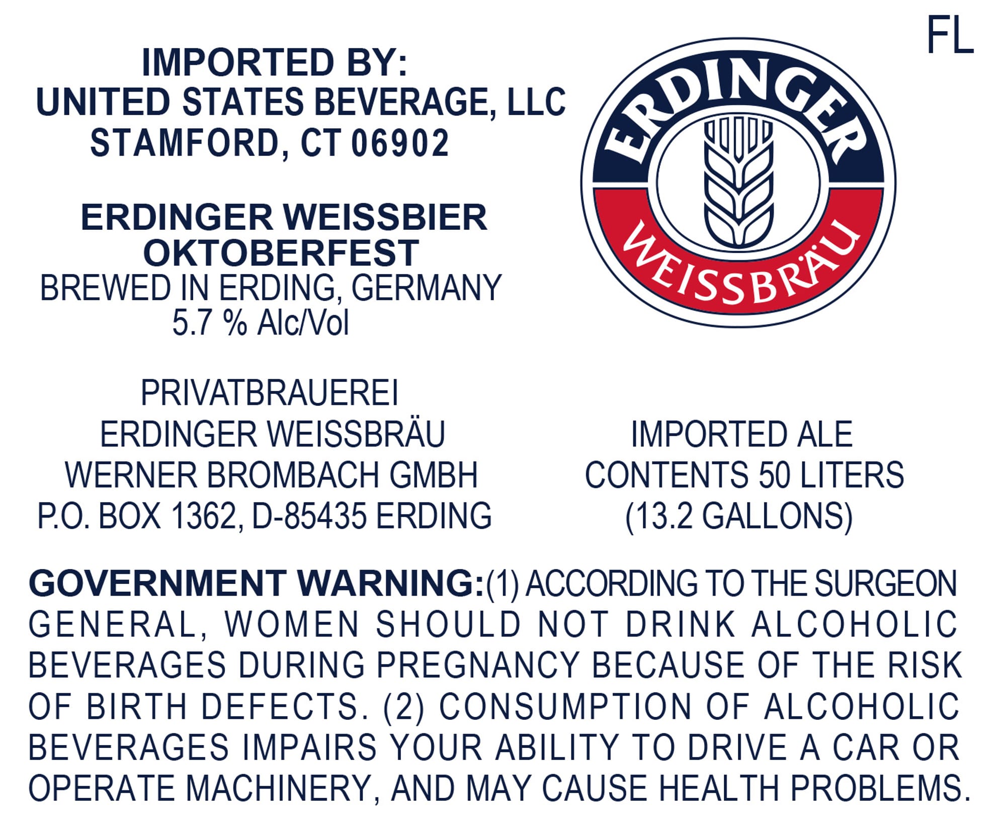 Oktoberfest by Erdinger Weissbräu - beer label