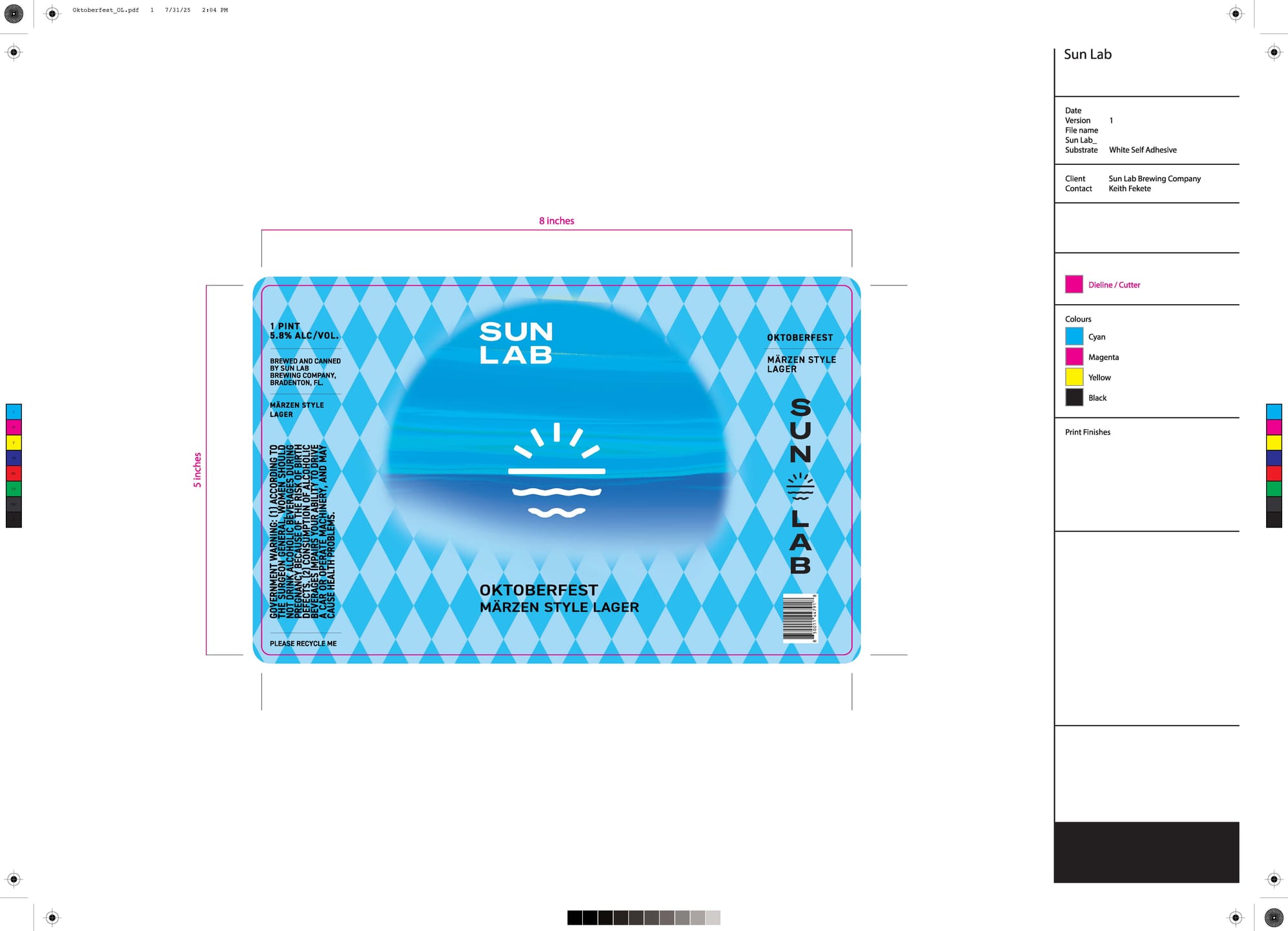 Oktoberfest Märzen Style Lager by Sun Lab Brewing Company - beer label