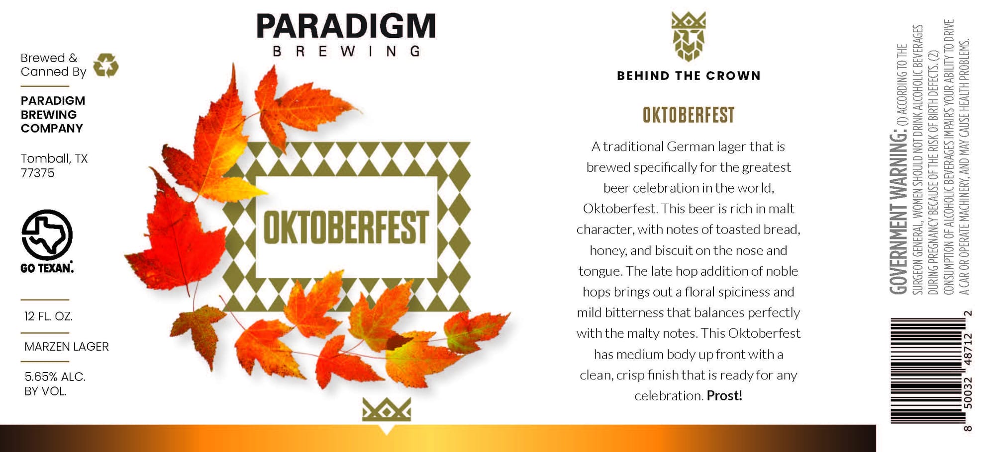 Oktoberfest by Paradigm Brewing Company - beer label