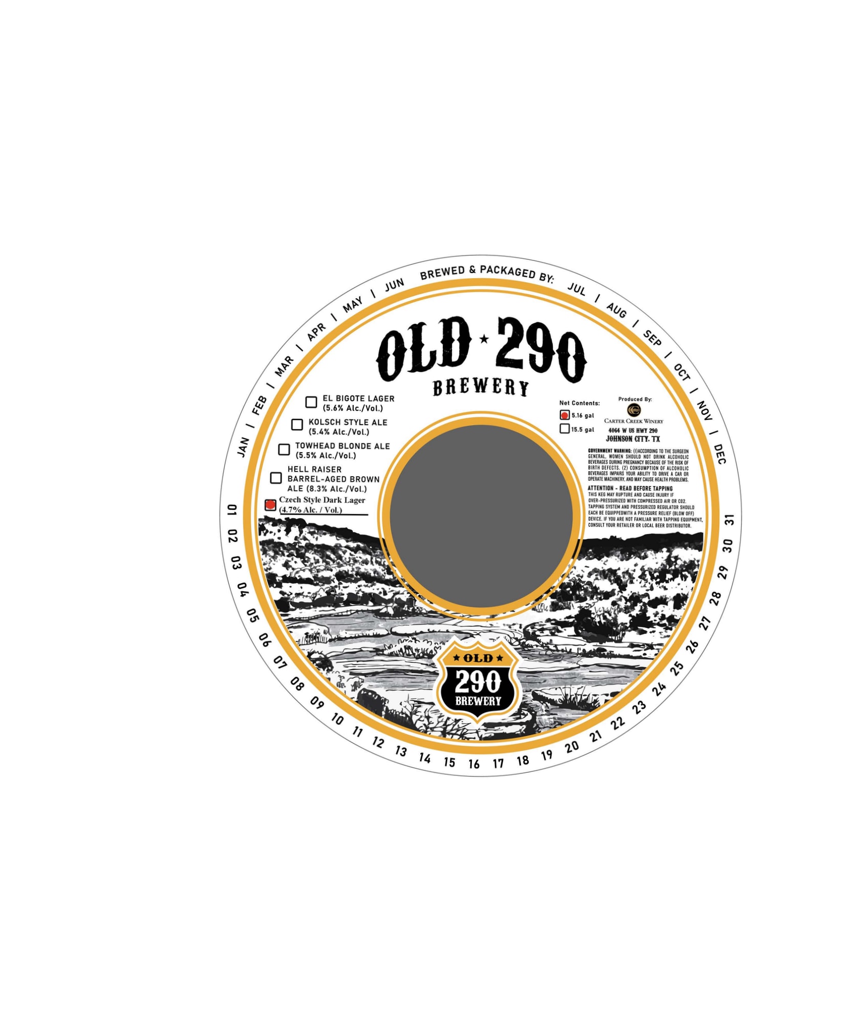 El Gigote Lager/Hell Raiser by Old 290 Brewery - beer label