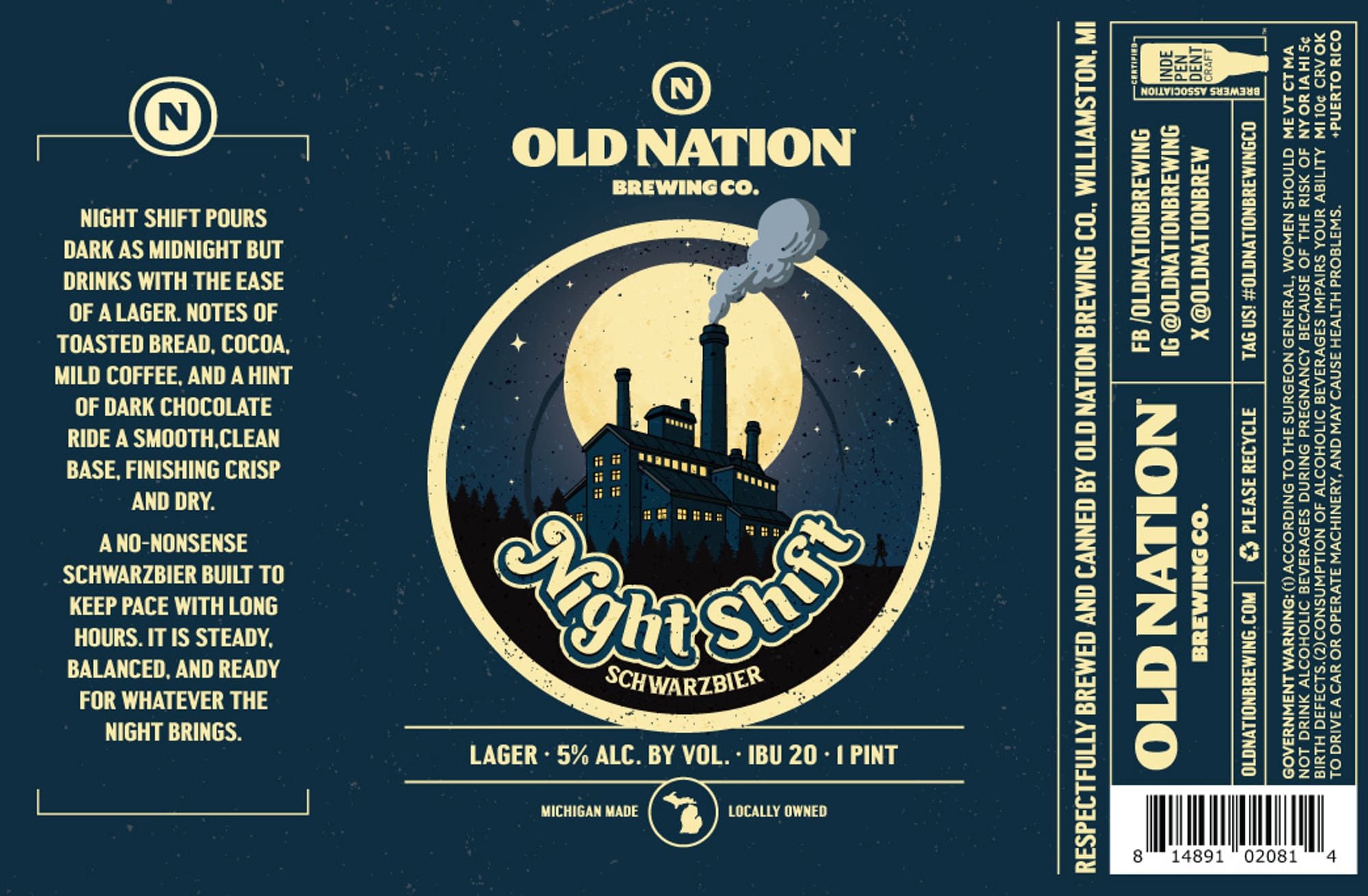 Night Shift Schwarzbier by Old Nation Brewing Co. - beer label