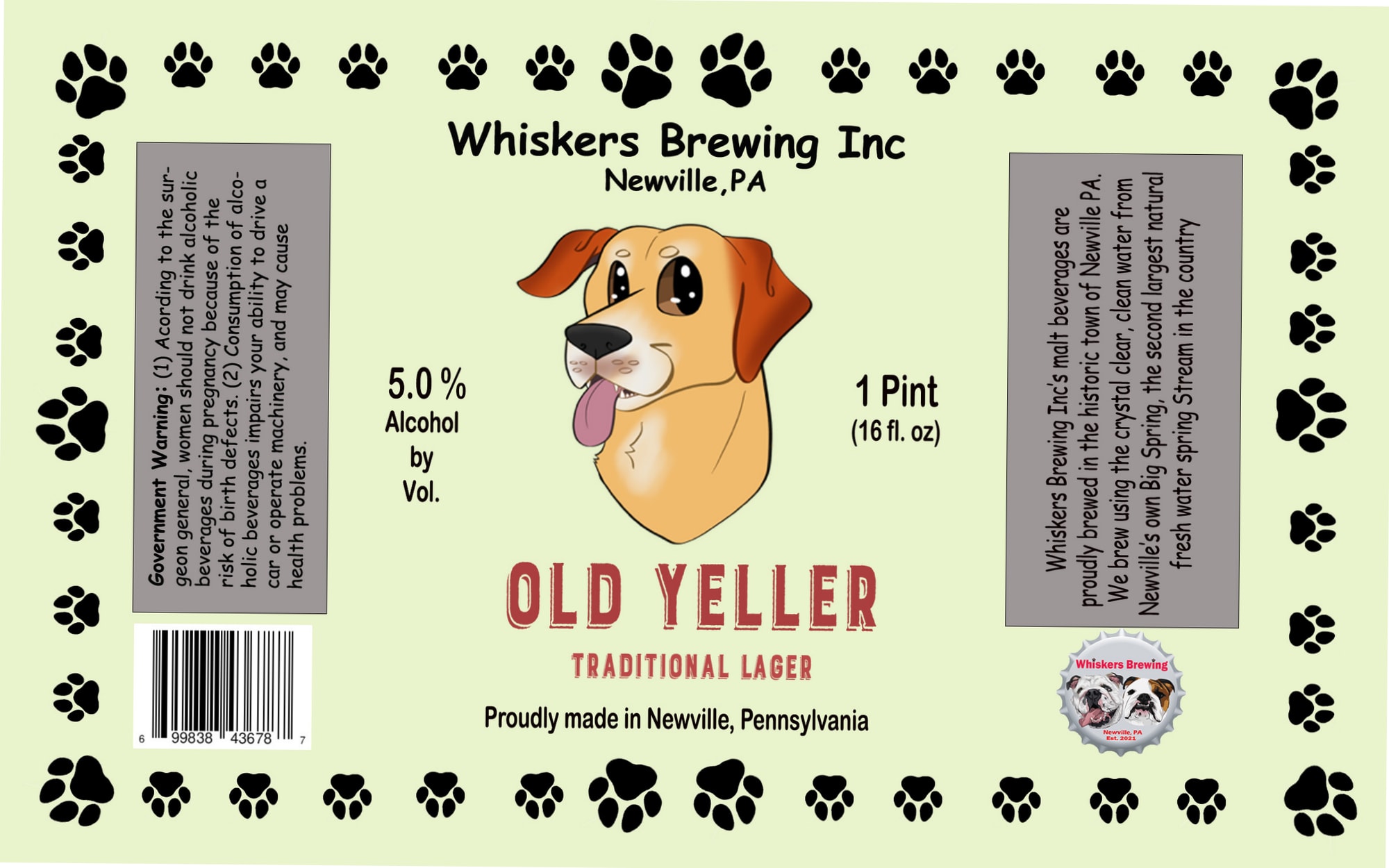 Old Yeller by Whiskers Brewing Inc - beer label