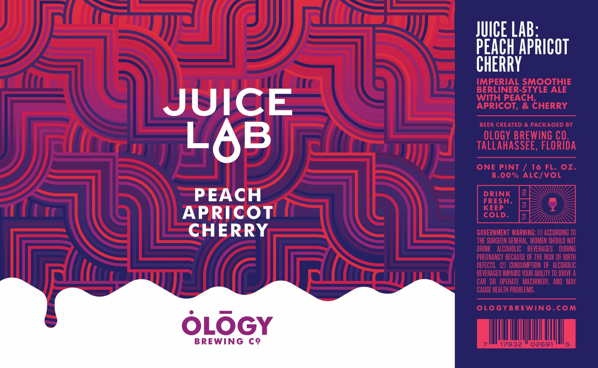 Juice Lab Peach Apricot Cherry by Ology Brewing Co. - beer label