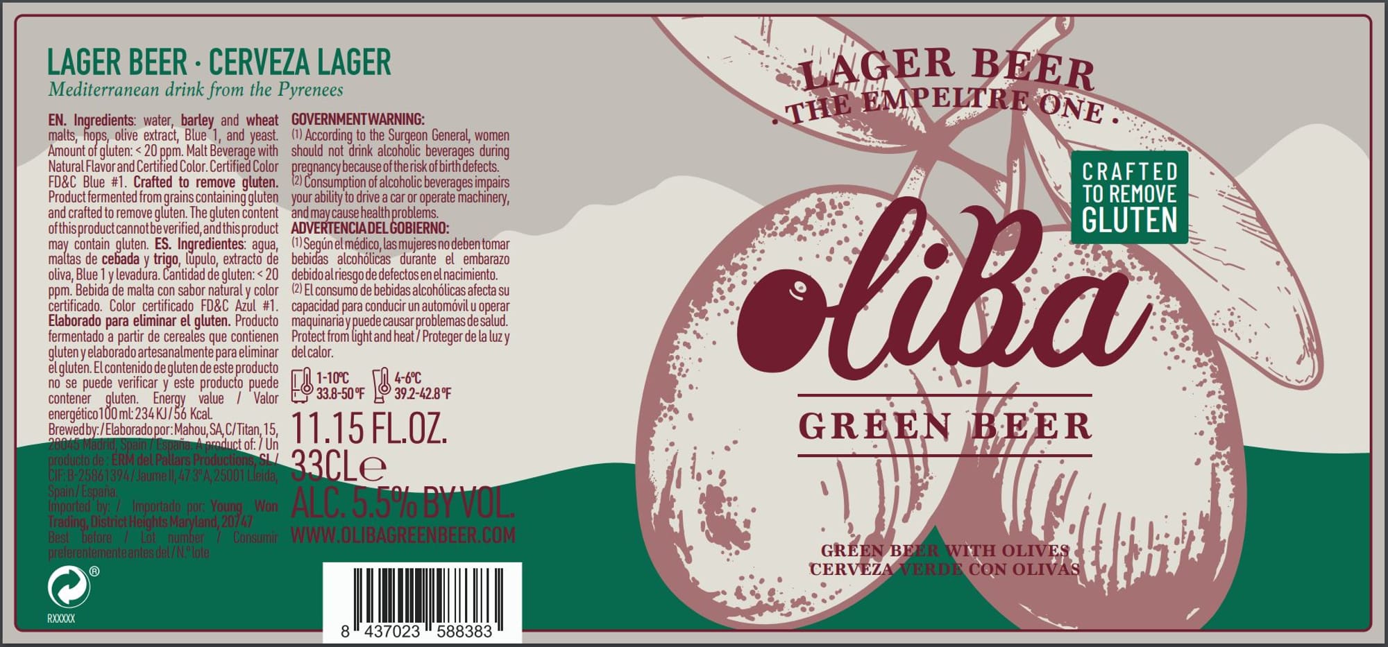 Oliva Lager Beer by The Empeltre One - beer label