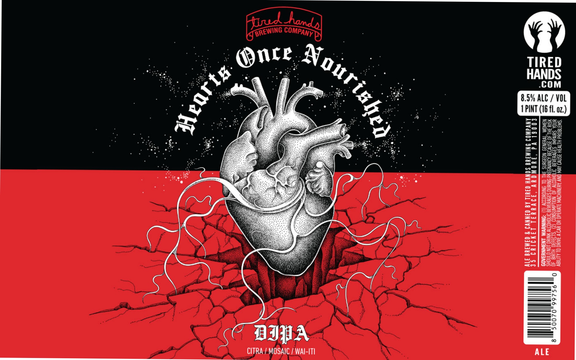Once Nourished by Tired Hands Brewing Company - beer label