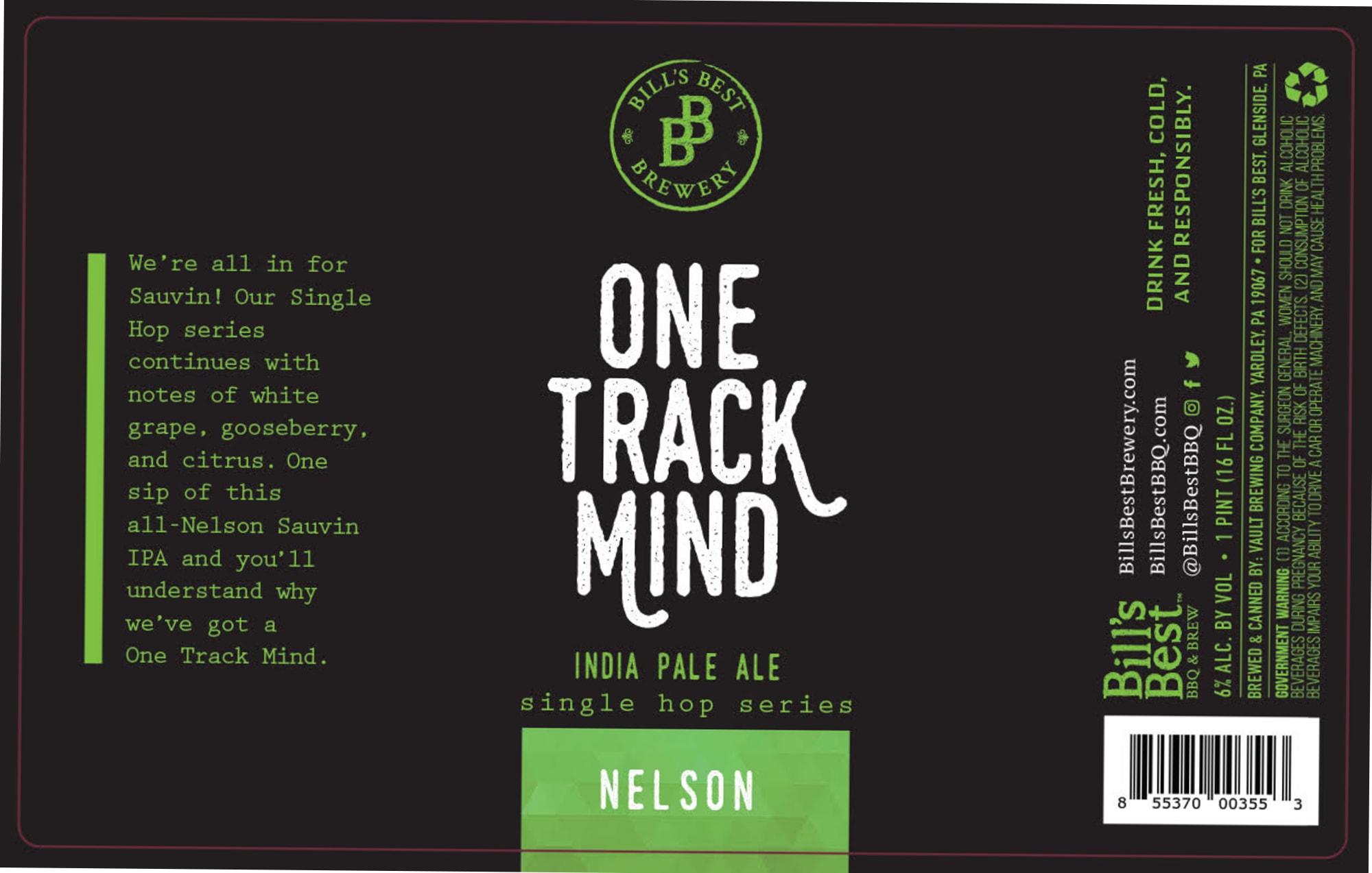 One Track Mind by Bill’s Best Brewery - beer label