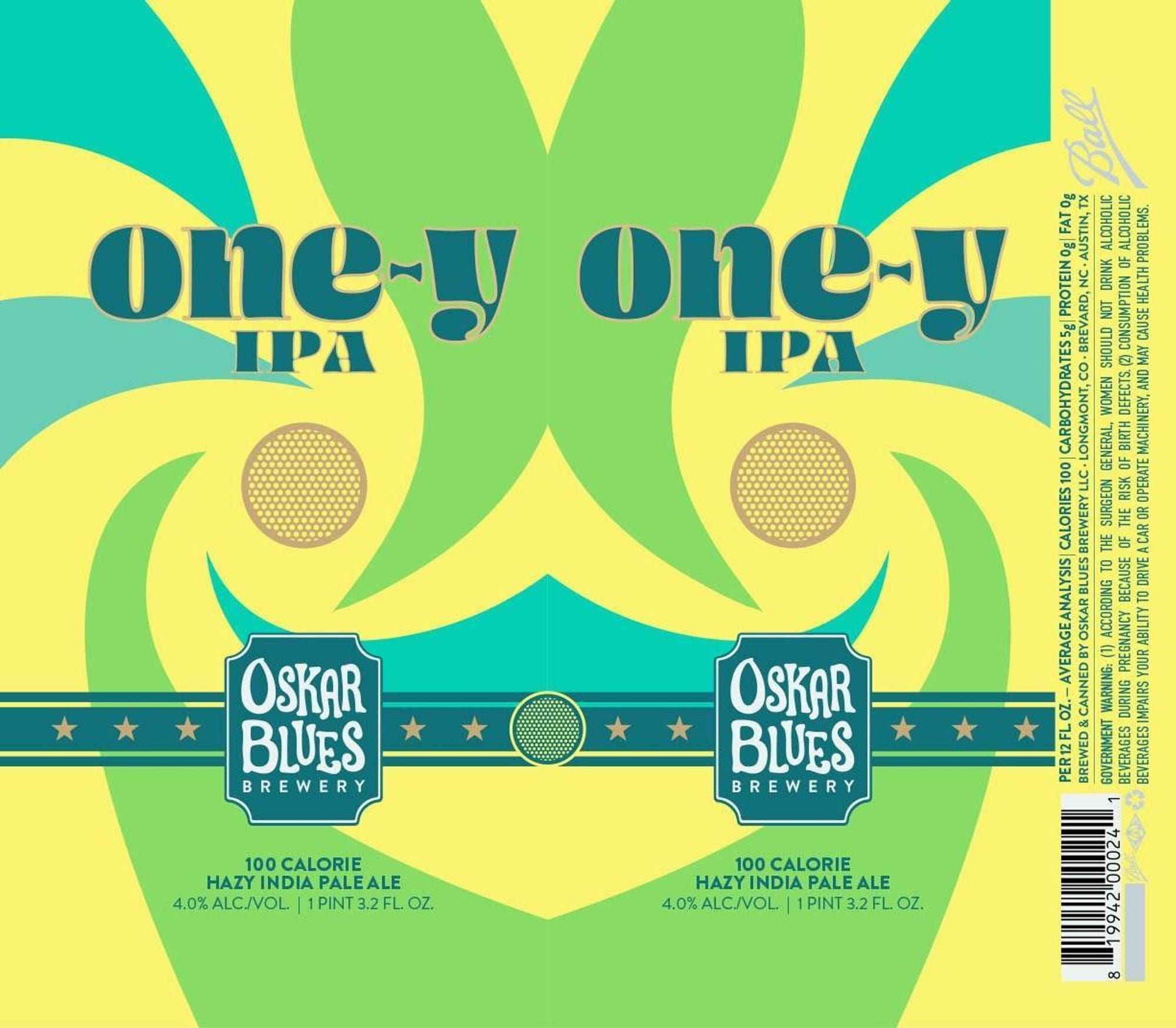 one-y one-y IPA by Oskar Blues Brewery - beer label