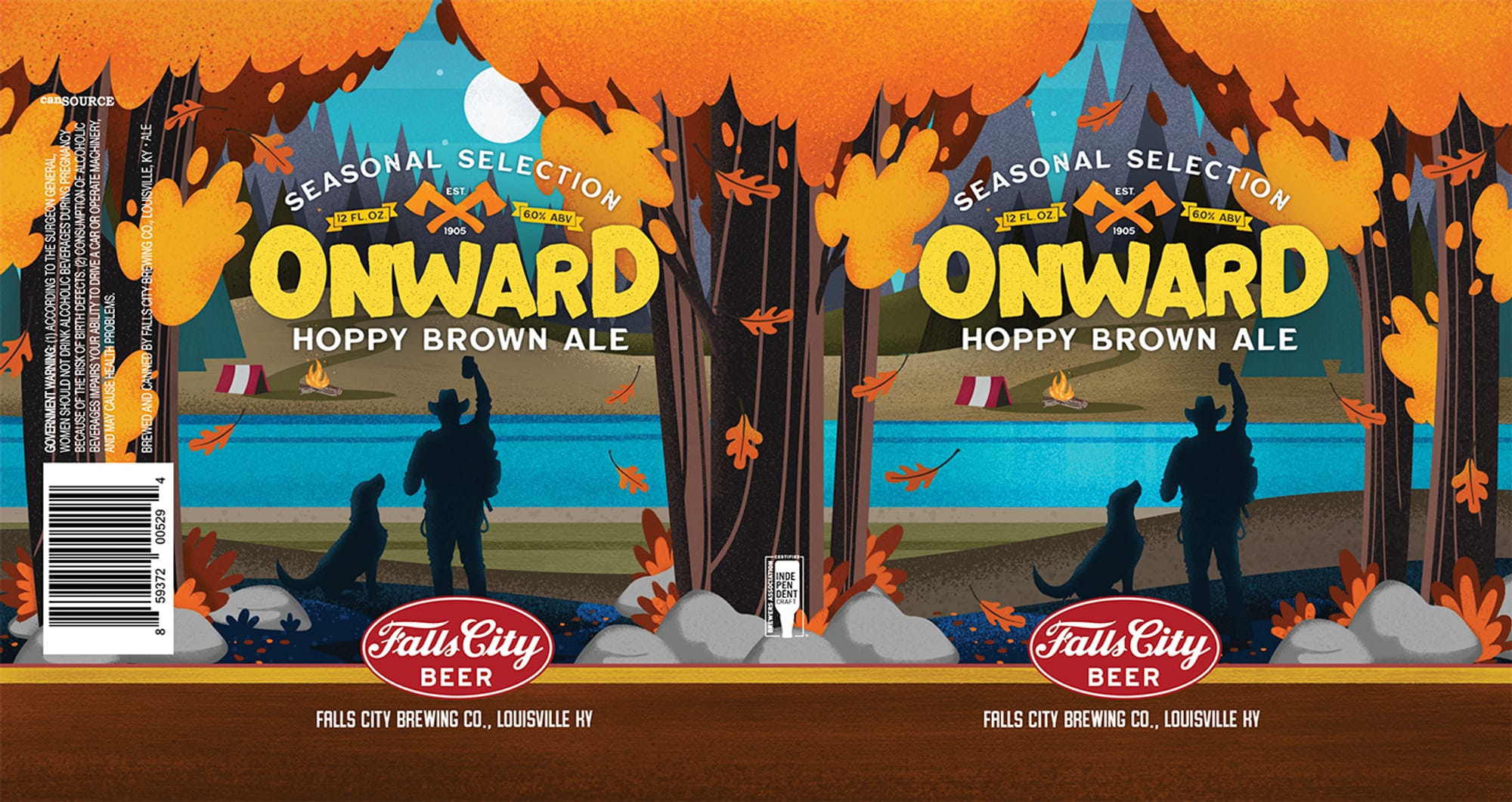 Onward Hoppy Brown Ale by Falls City Brewing Co. - beer label