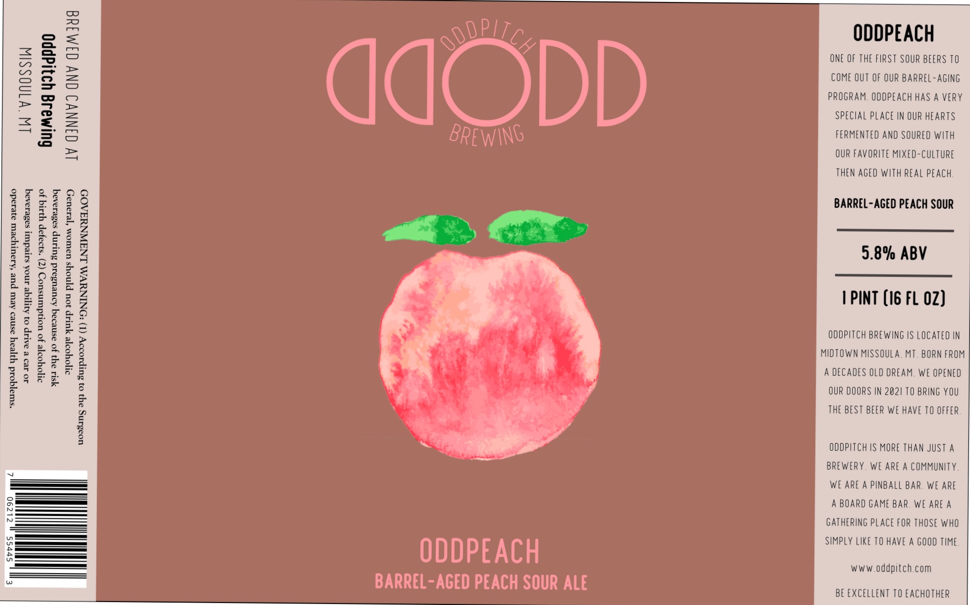 Oodpeach by Oodpitch Brewing - beer label