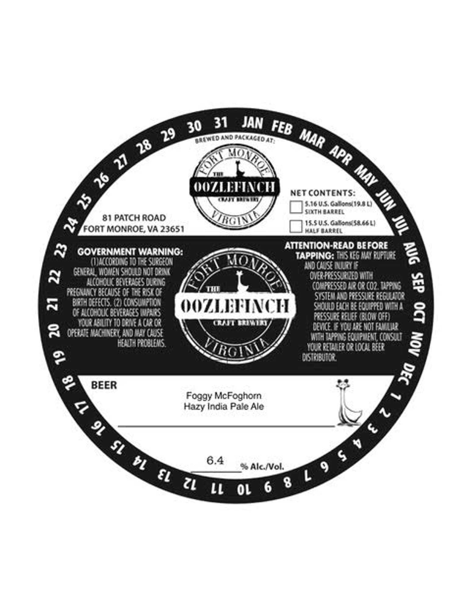 Foggy McFoghorn by Oozlefinch Crazy Brews - beer label