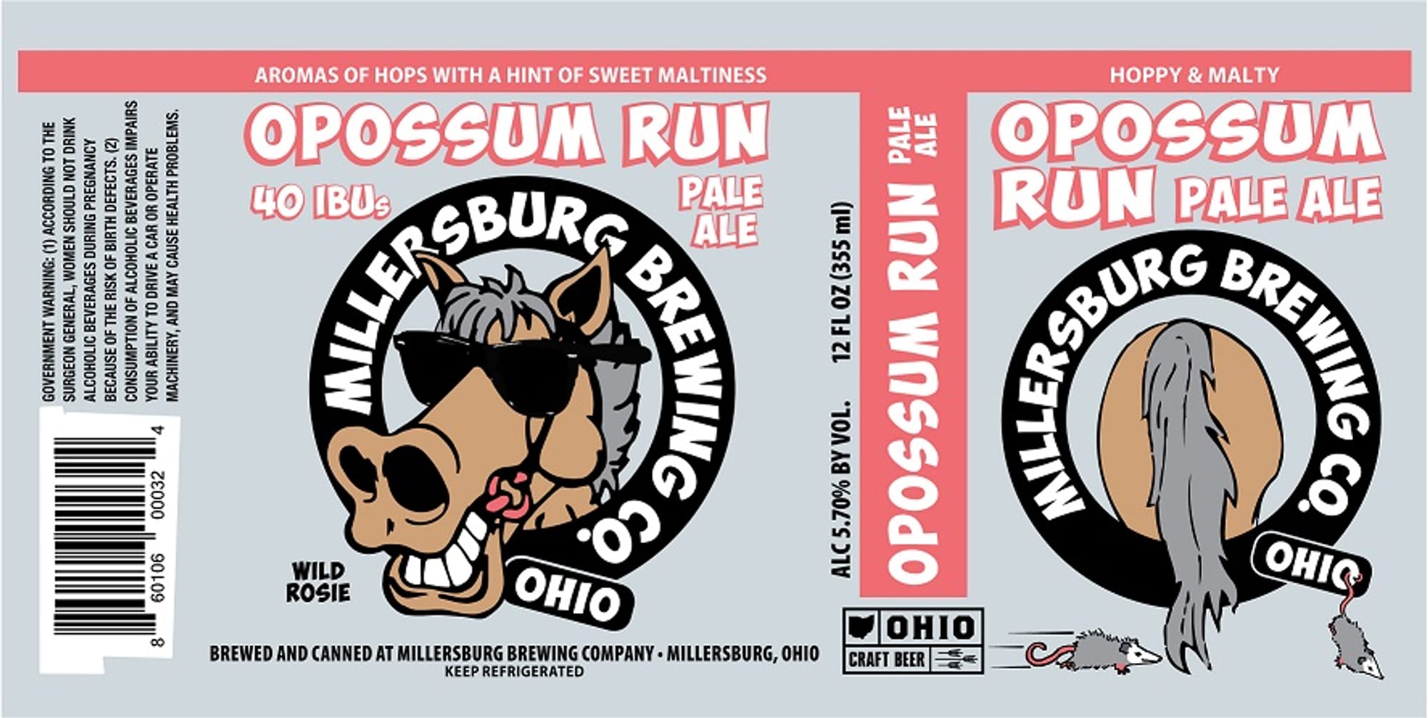 Opossum Run Pale Ale by Millersburg Brewing Co. - beer label