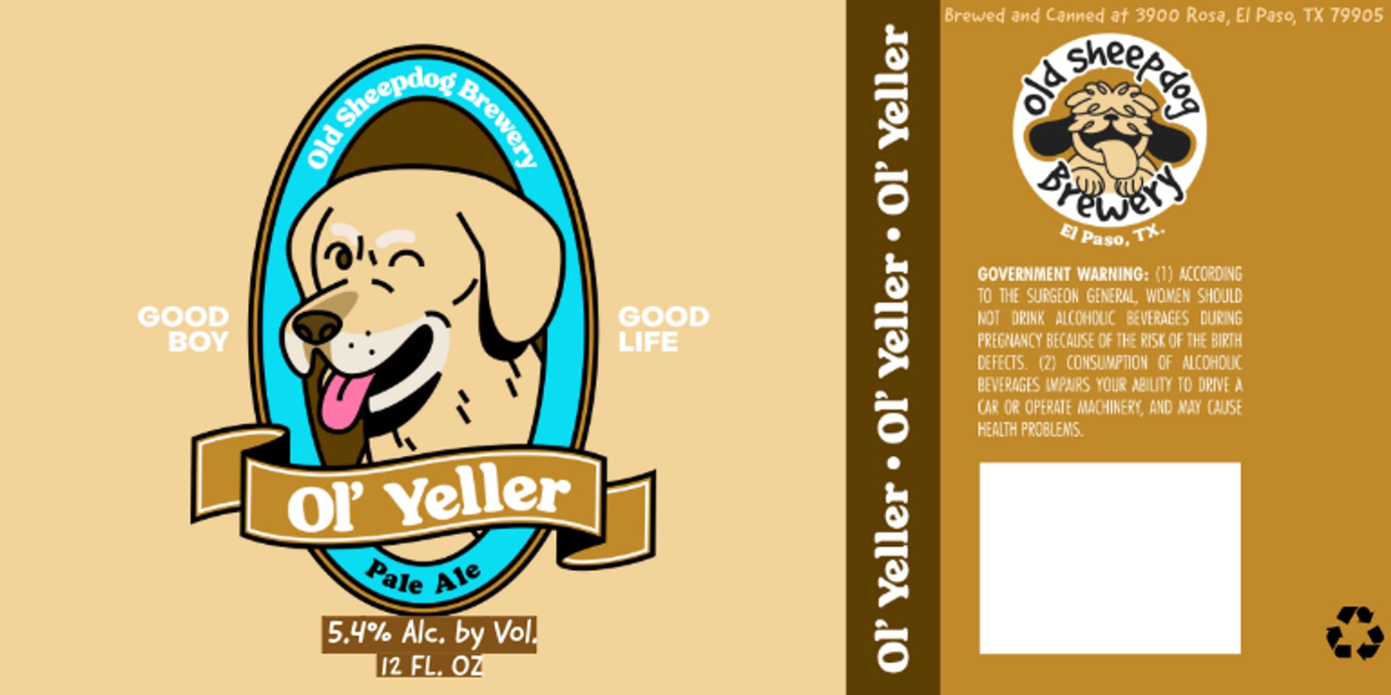 Or Yeller by Old Sheepdog Brewery - beer label