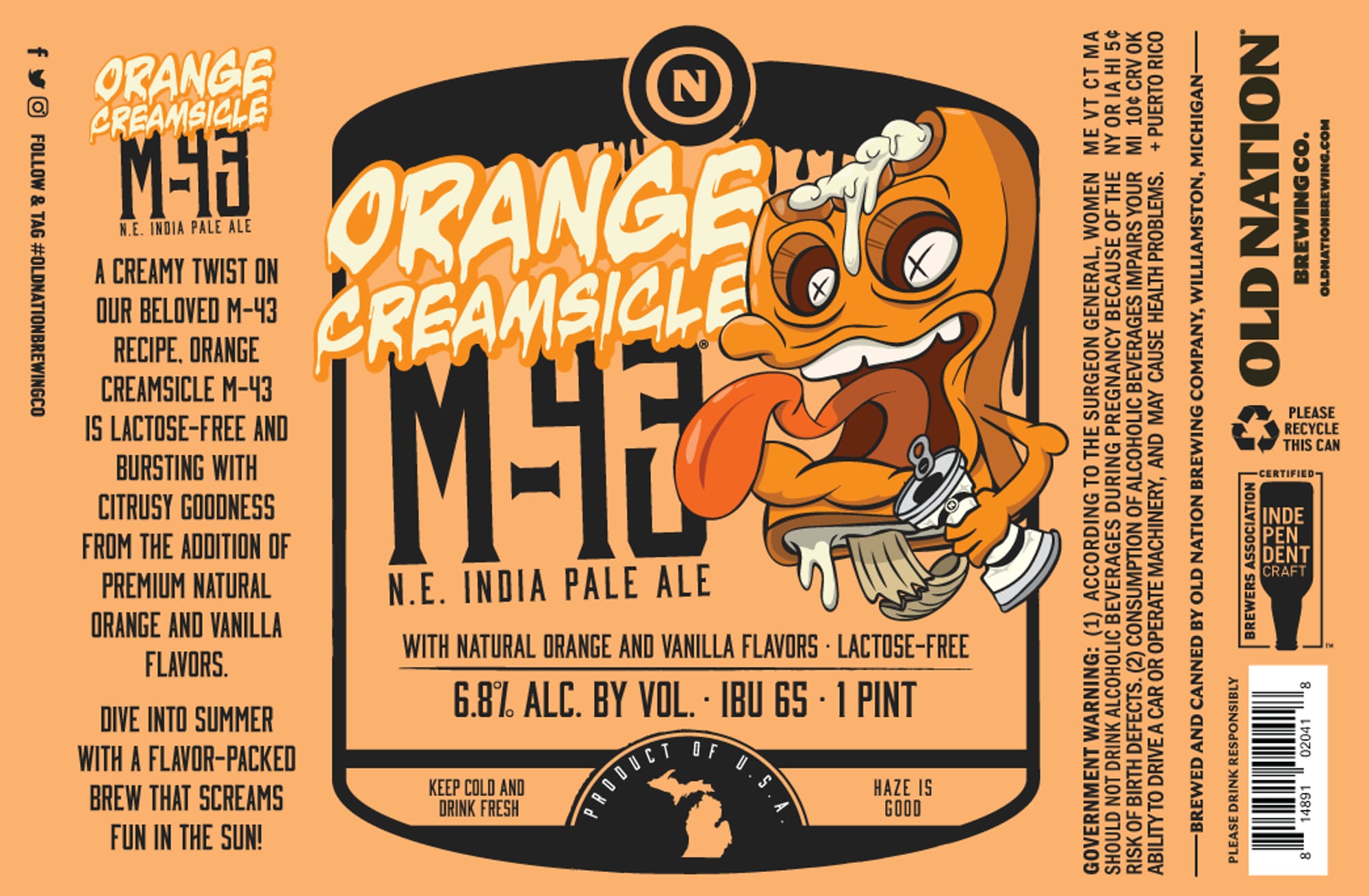 Orange Creamsicle M-43 by Old Nation Brewing - beer label