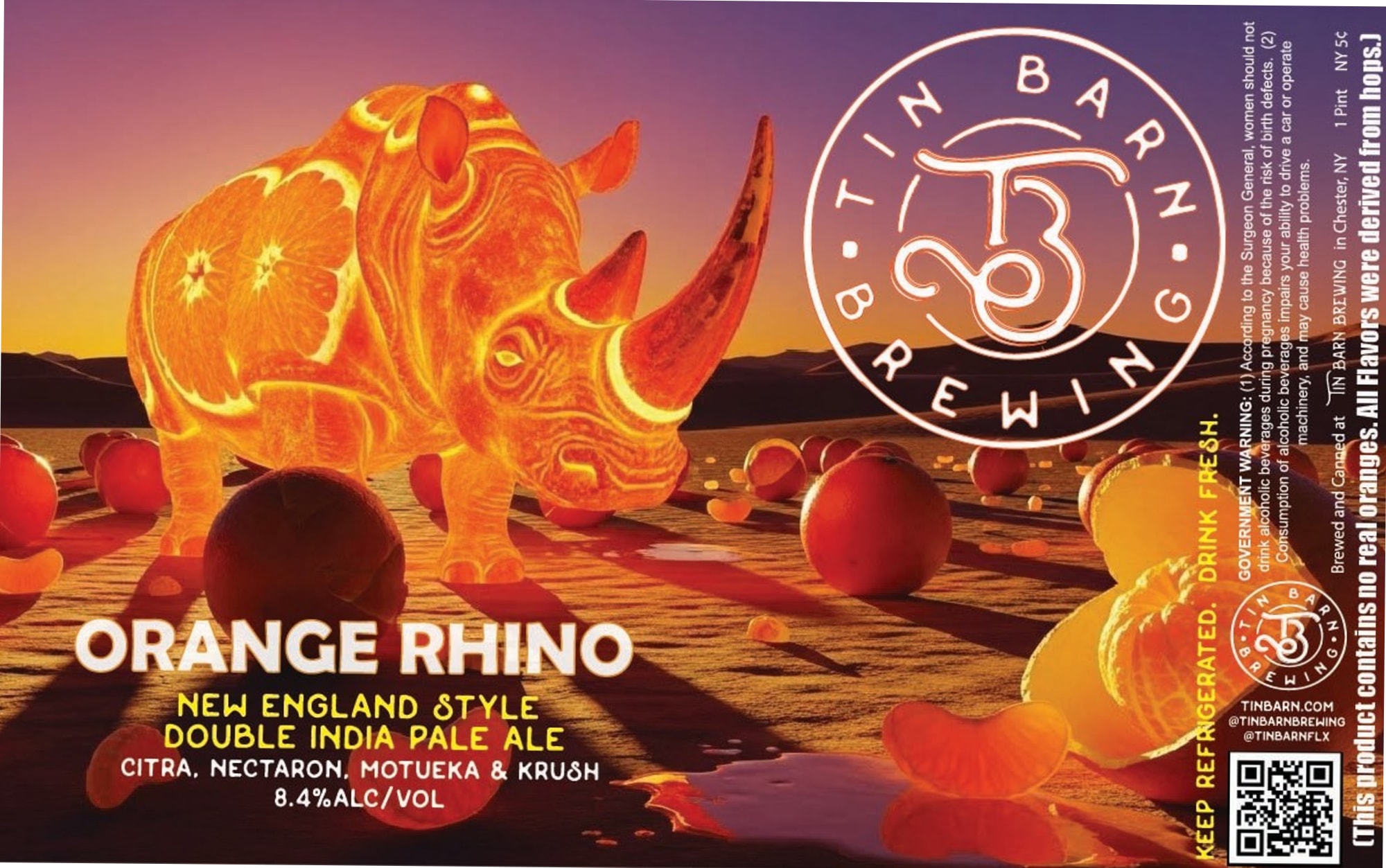 Orange Rhino by Barn Brewing - beer label