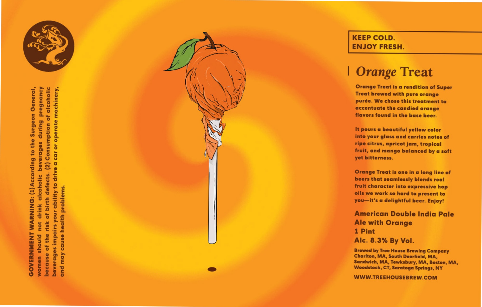 Orange Treat by Tree House Brewing Company - beer label