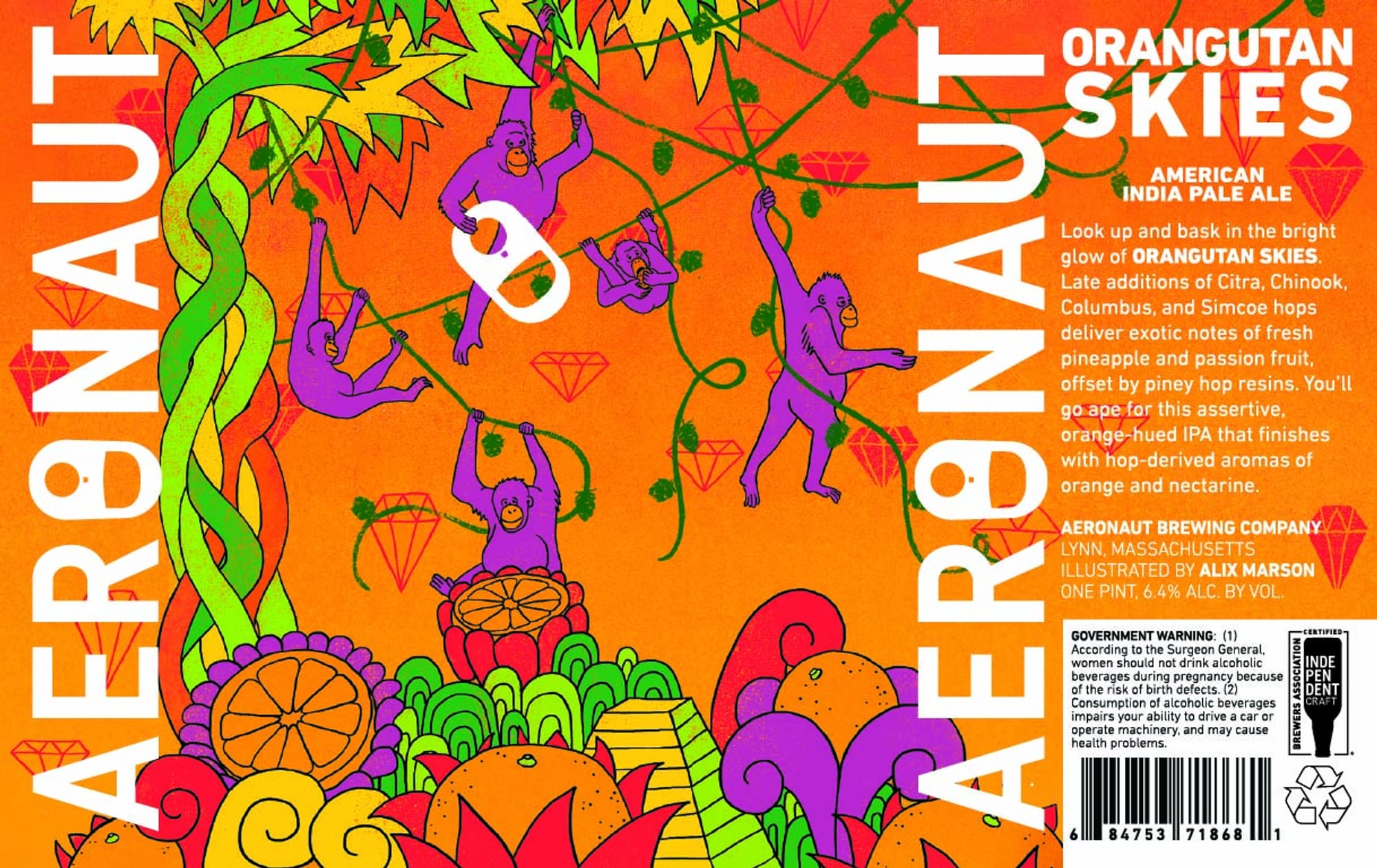 Orangutan Skies by Aeronaut Brewing Company - beer label