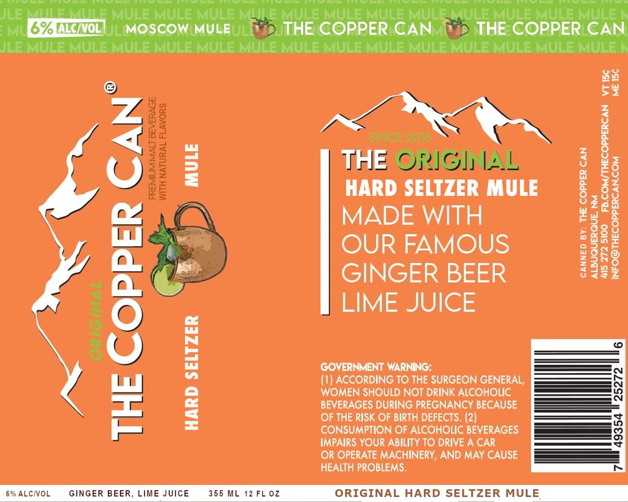 Original Hard Seltzer Mule by The Copper Can - beer label
