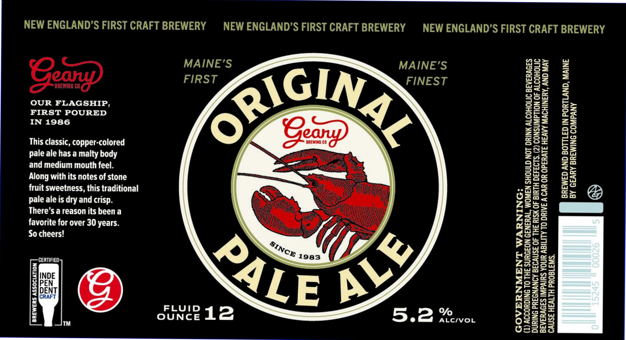 Original Pale Ale by Geary Brewing Co. - beer label