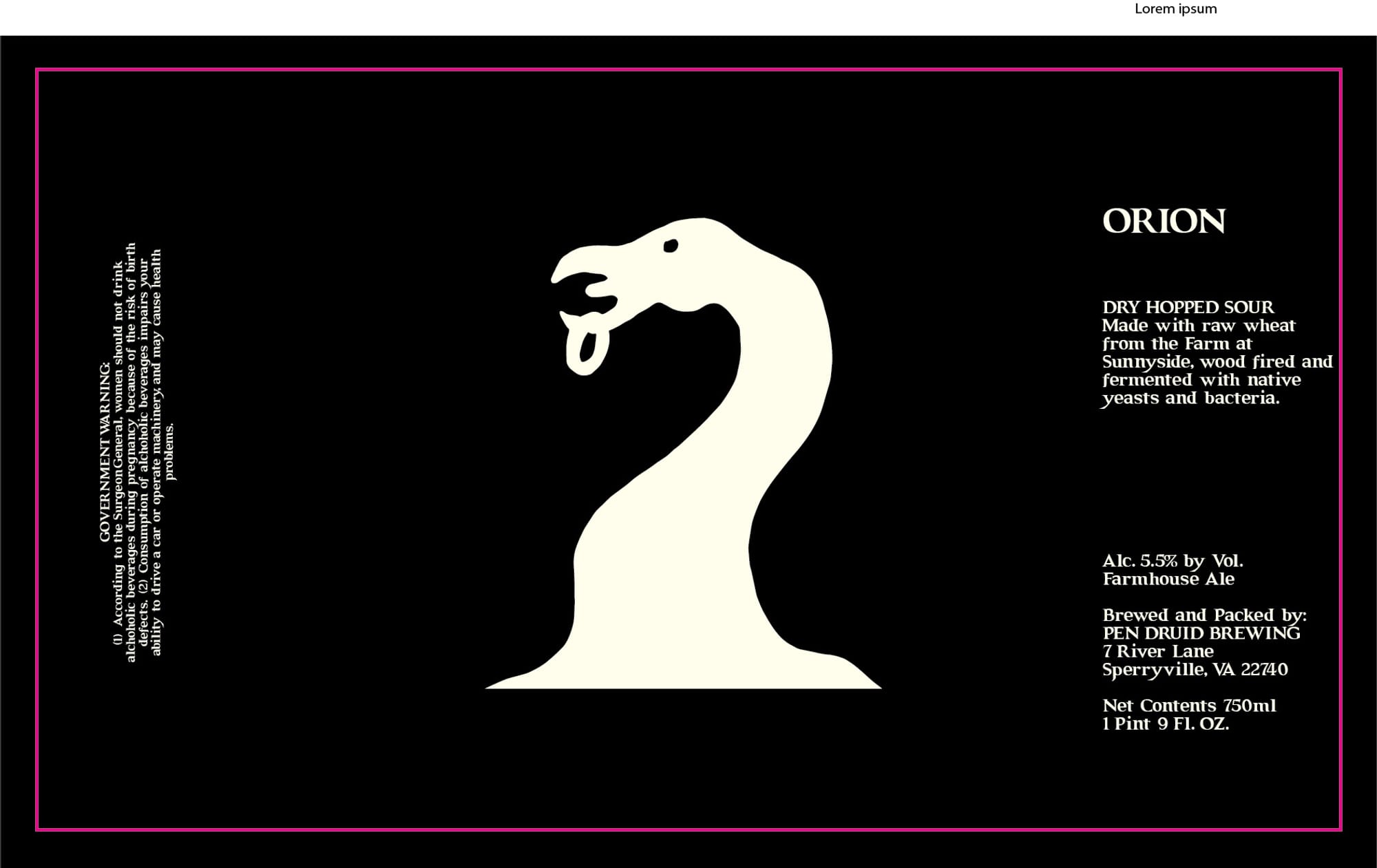 Orion by Pen Druid Brewing - beer label