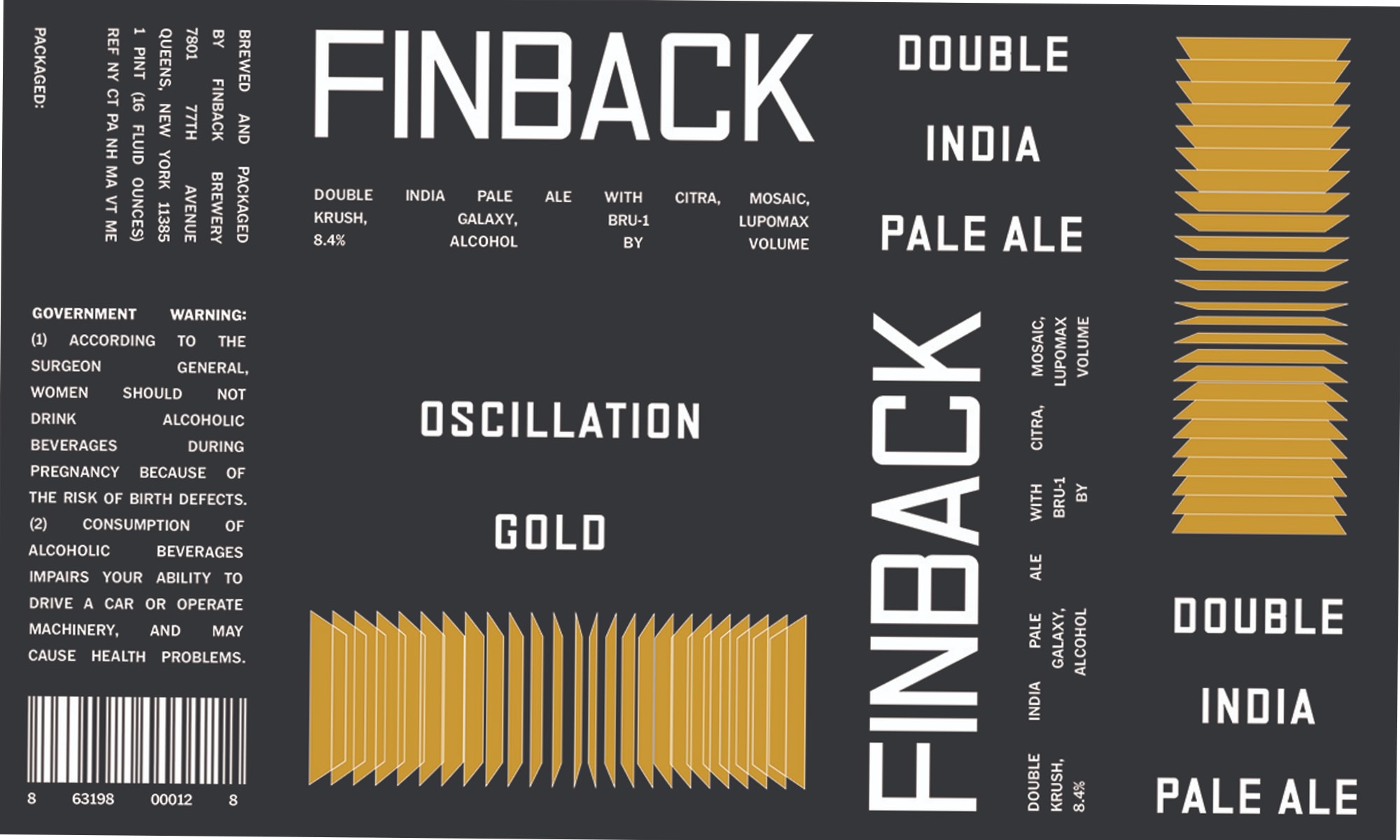Oscillation Gold by Finback Brewery - beer label