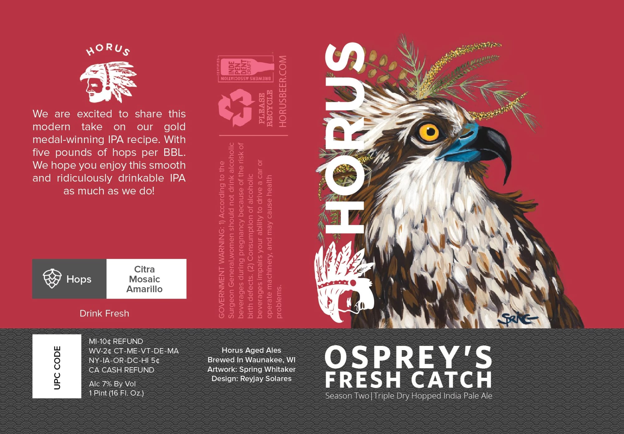 Osprey's Fresh Catch by Horus Aged Ales - beer label