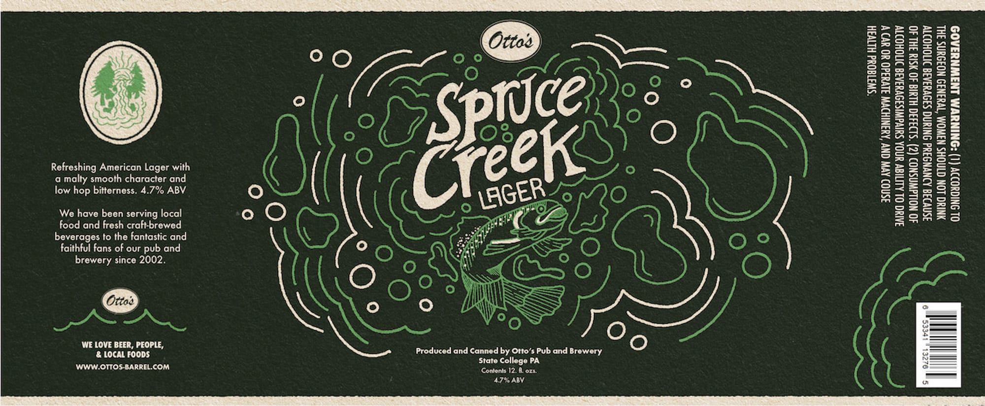 Spruce Creek Lager by Otto’s Pub and Brewery - beer label