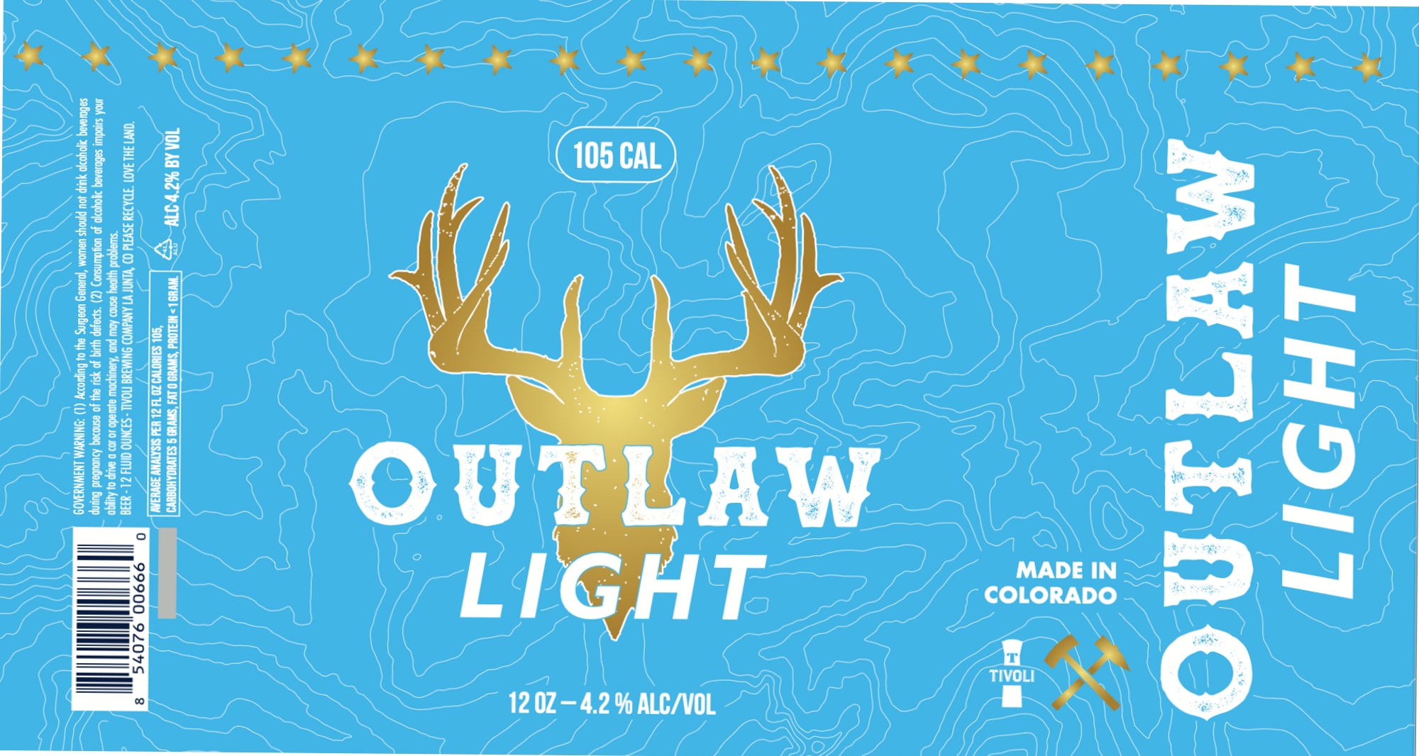 Outlaw Light by Tivoli Brewing Company - beer label
