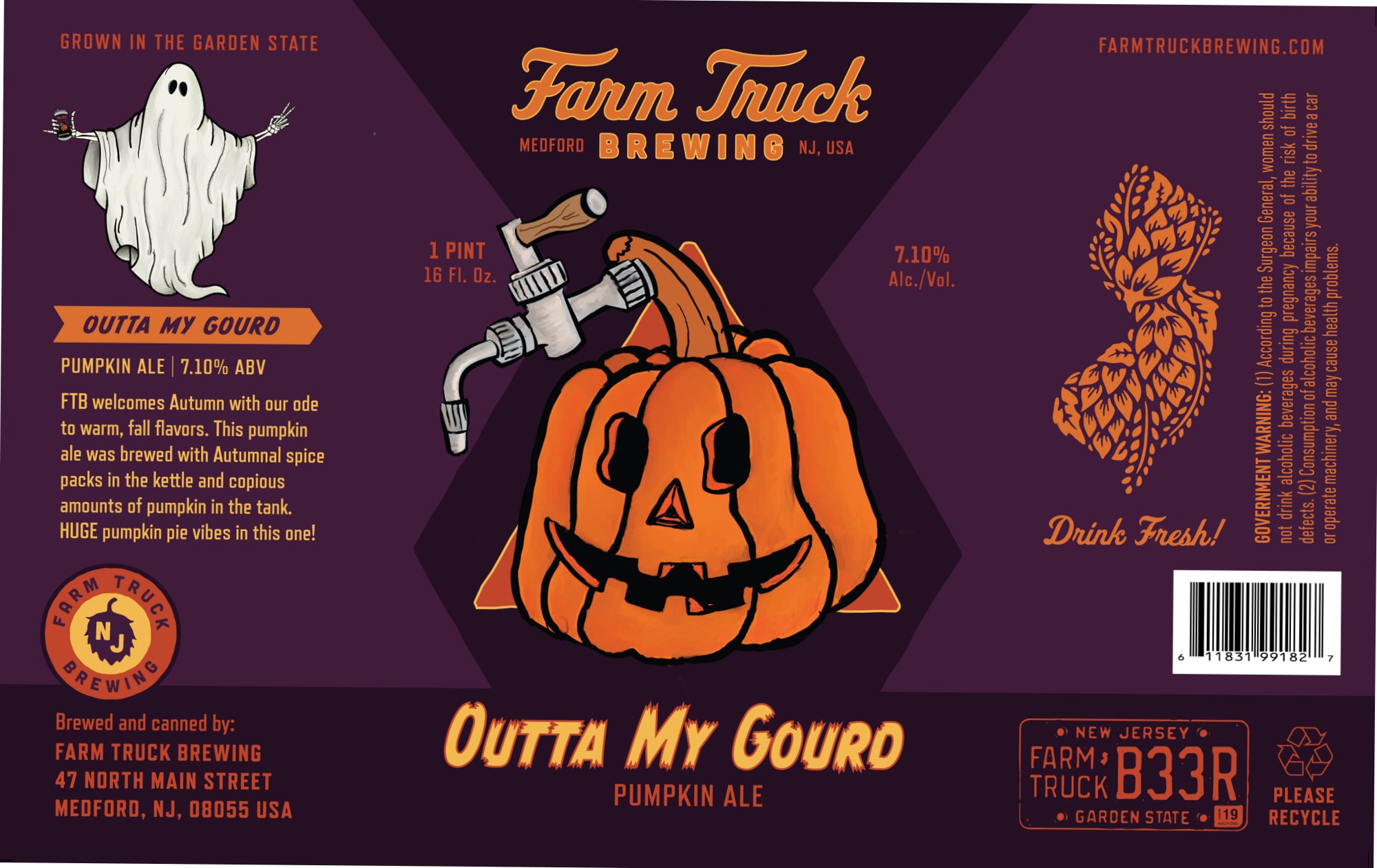 Outta My Gourd by Farm Truck Brewing - beer label