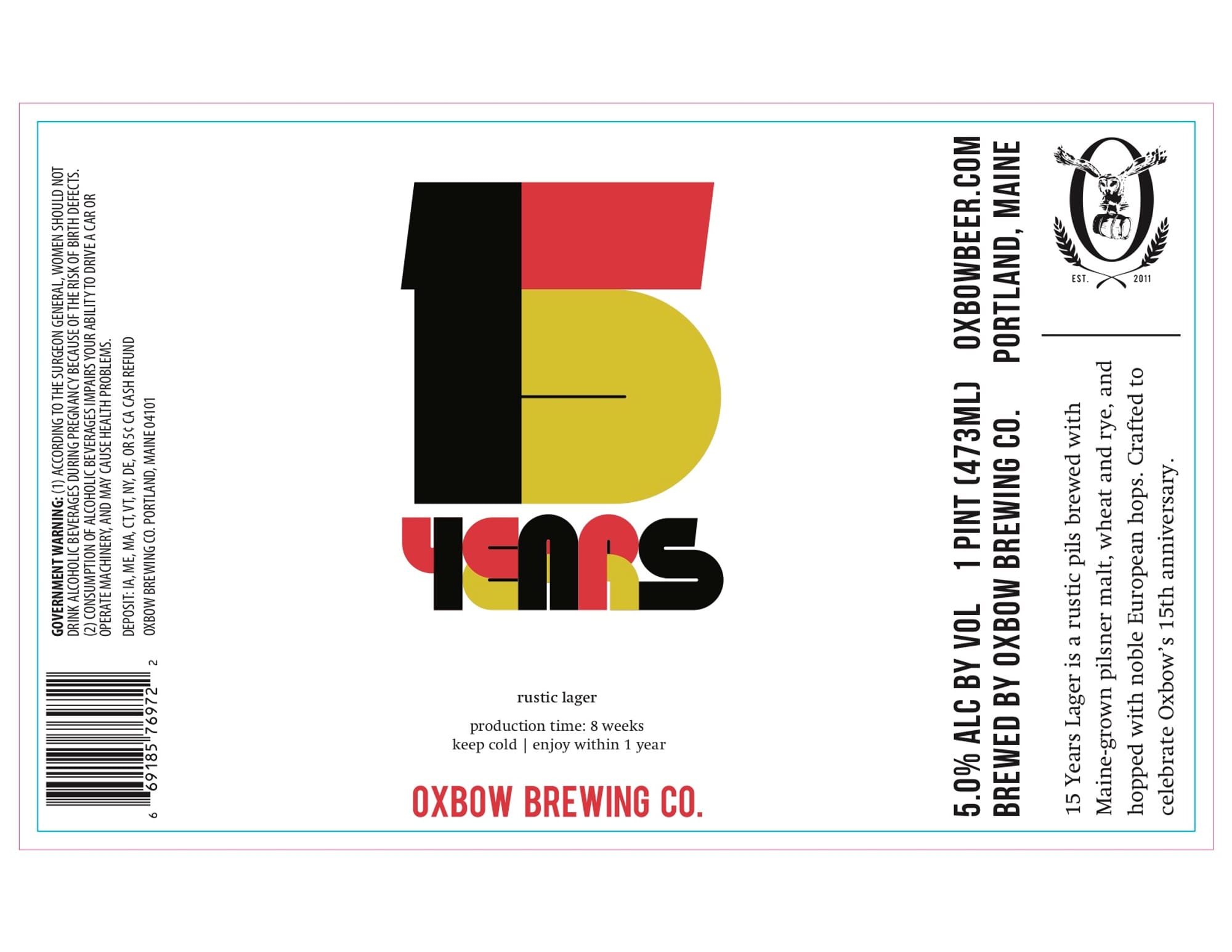 15 Years by Oxbow Brewing Co. - beer label