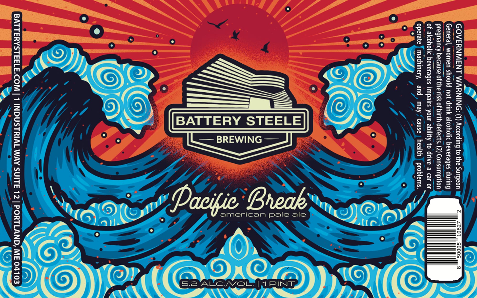Pacific Break by Battery Steele Brewing - beer label