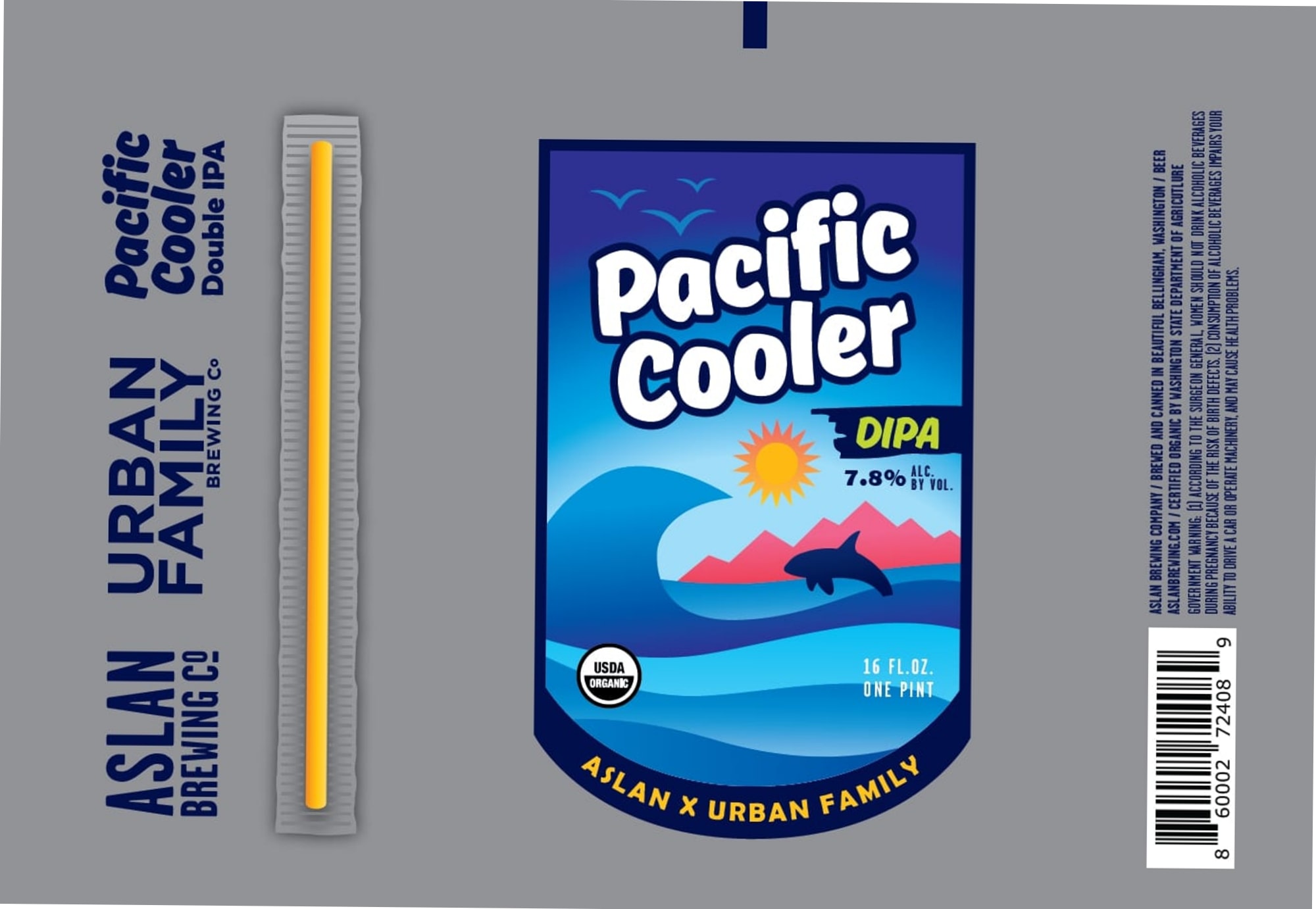 Pacific Cooler DIPA by Aslan Brewing x Urban Family - beer label