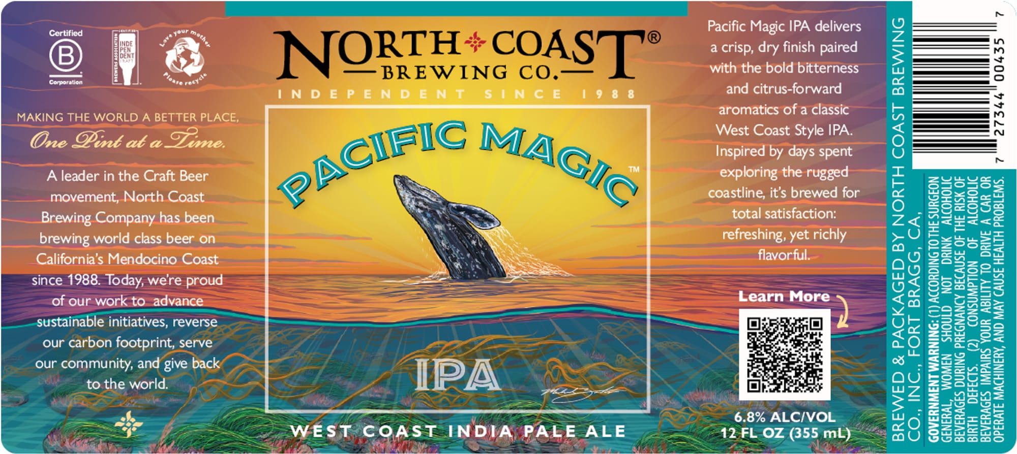 Pacific Magic IPA by North Coast Brewing Co. - beer label