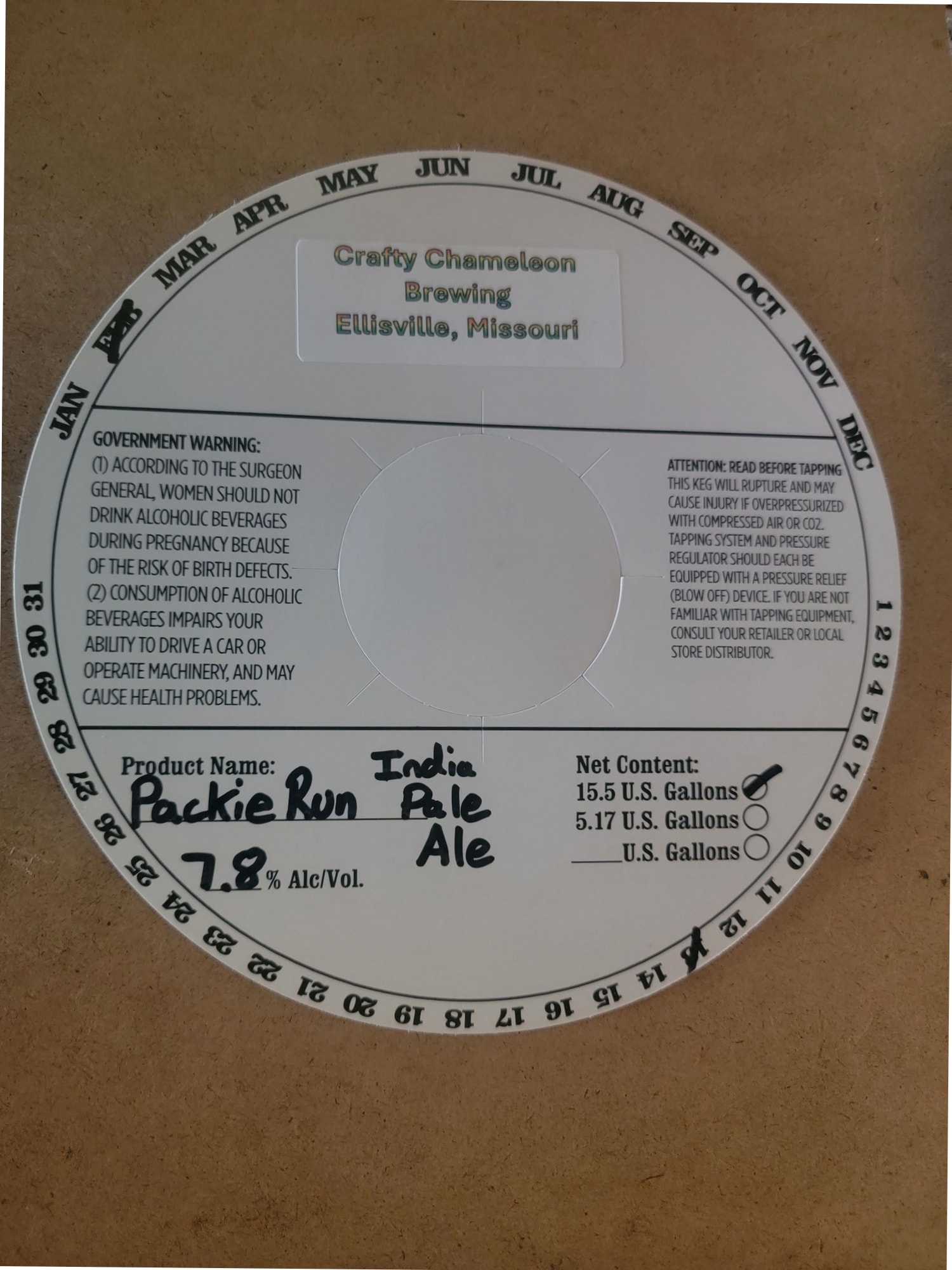 Packie Run by Crafty Chameleon Brewing - beer label