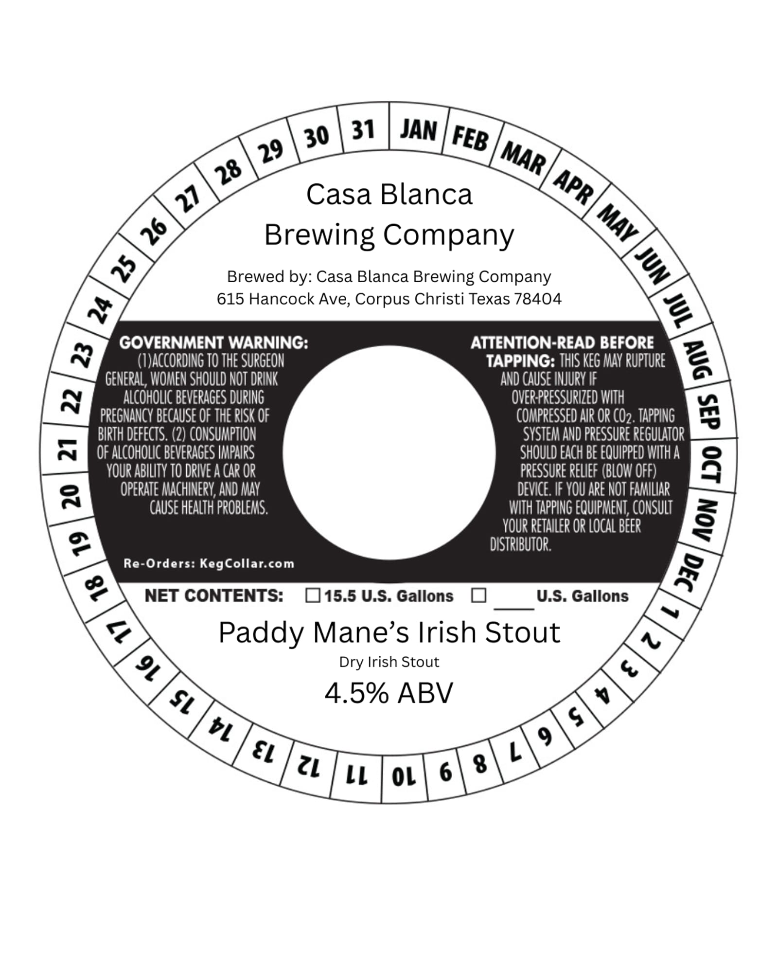 Paddy Mane’s Irish Stout by Casa Blanca Brewing Company - beer label