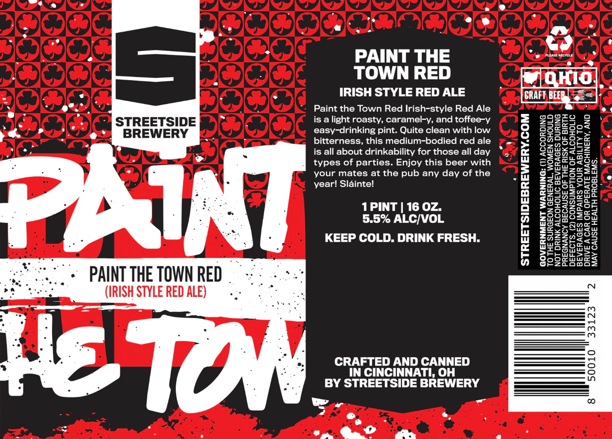 Paint the Town Red by Streetside Brewery - beer label