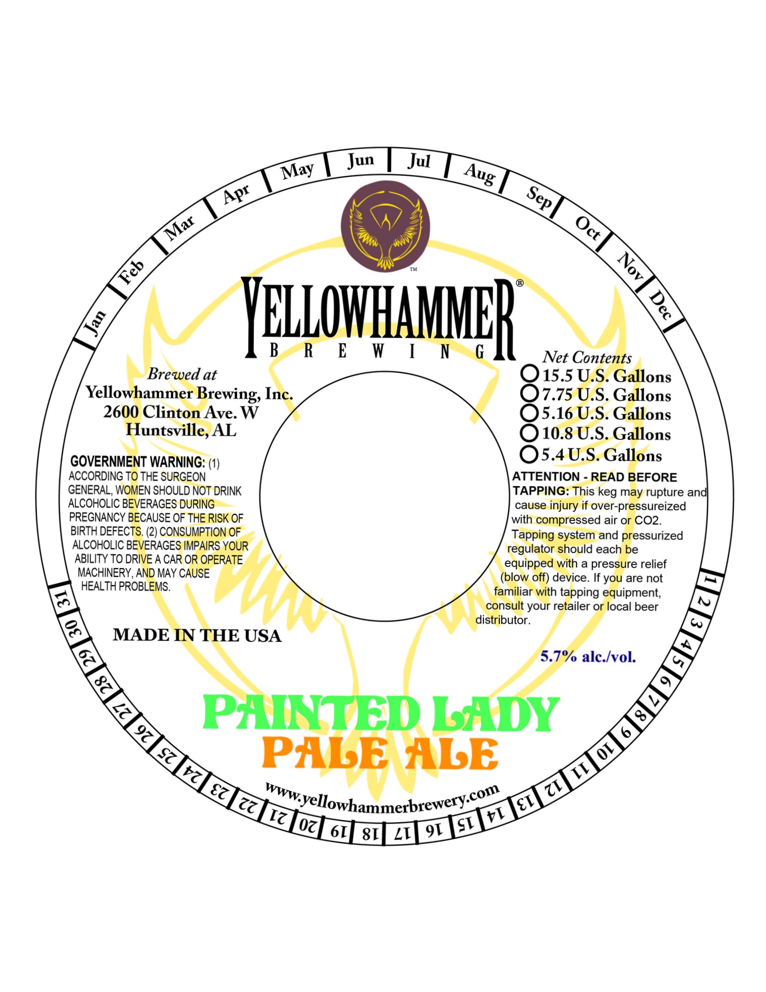Painted Lady by Yellowhammer Brewing - beer label