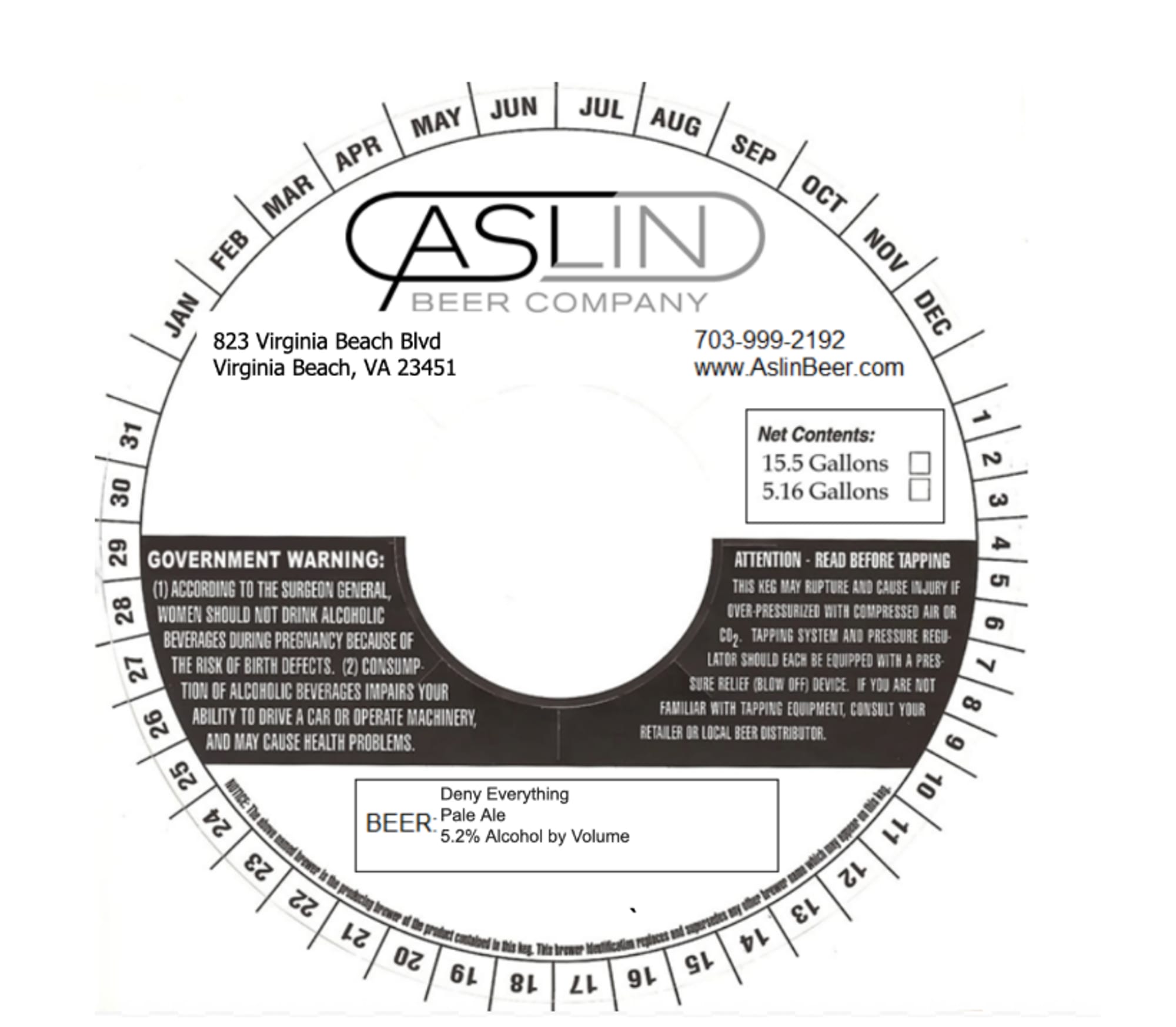 Pale Ale by Aslin Beer Company - beer label