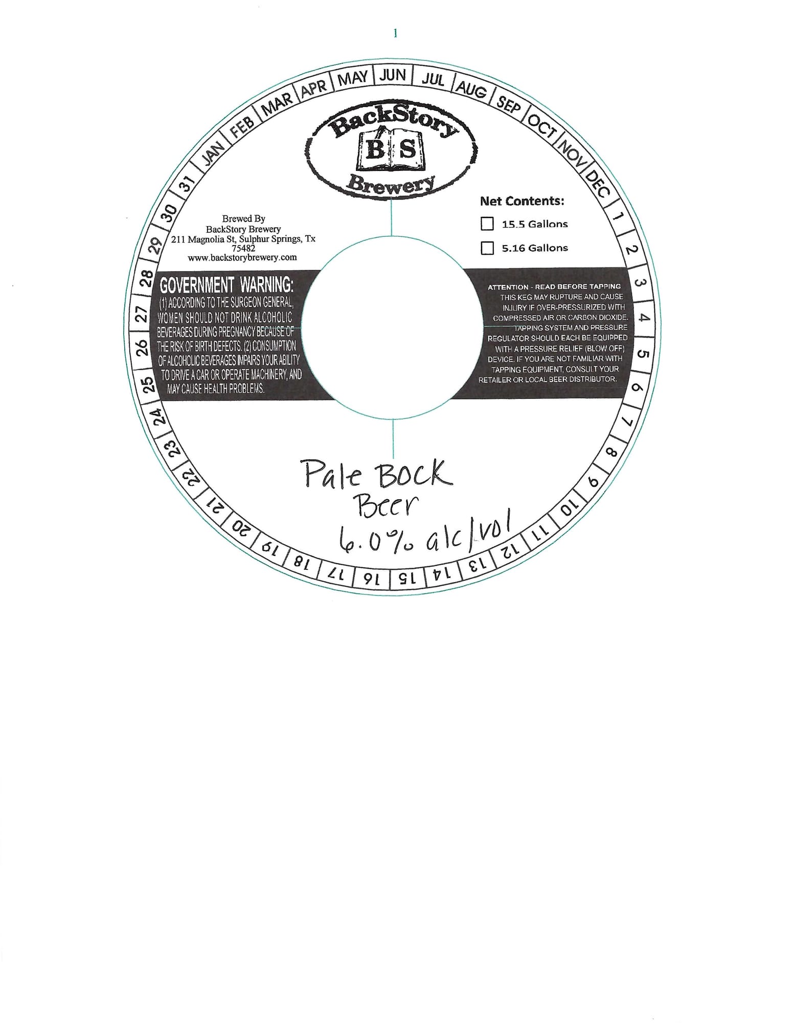 Pale Bock by BackStory Brewery - beer label