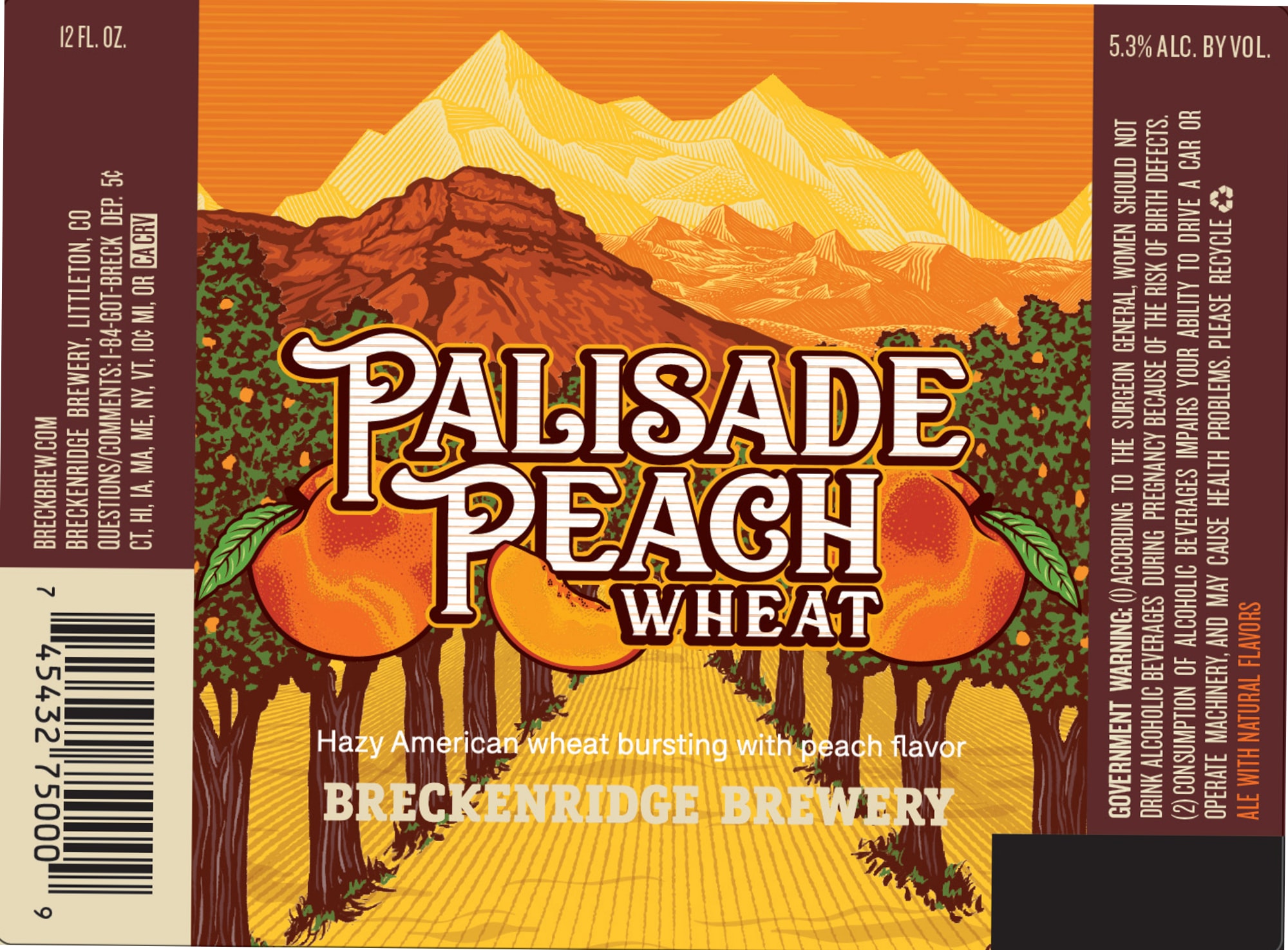 Palisade Peach Wheat by Breckenridge Brewery - beer label